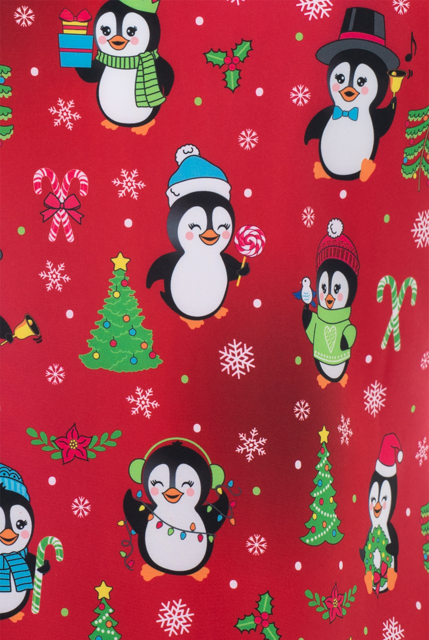 Zavate Ava Therese Penguin Cheer Women's 2-Pocket STRETCH V-Neck Print Scrub Top