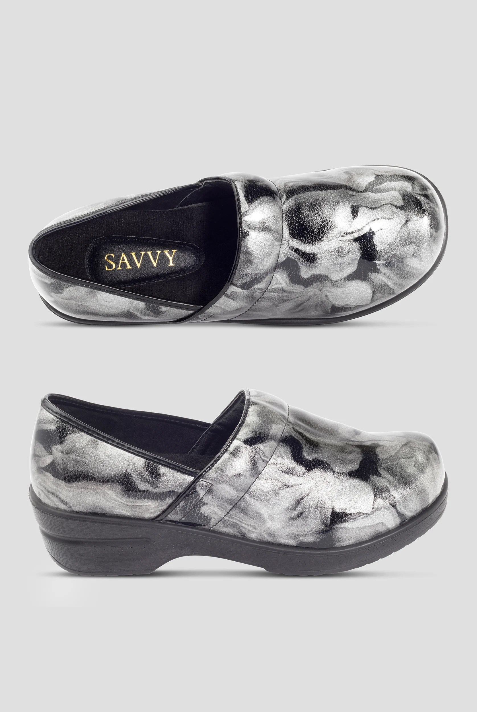 Savvy Brandy Pewter Wave Nursing Shoes