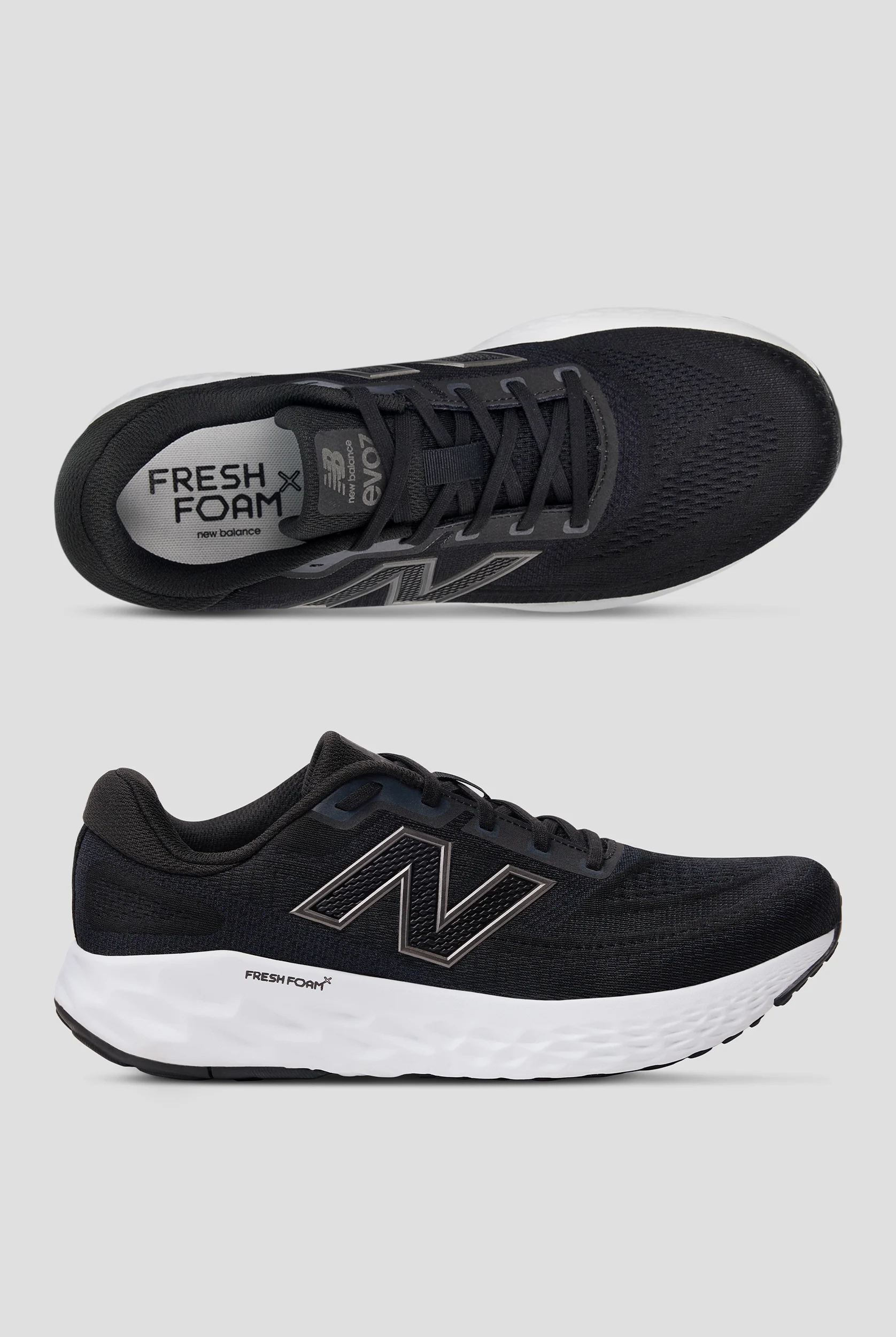 New Balance Men's Fresh Foam X EVOZ Black Athletic Lace Up Shoes