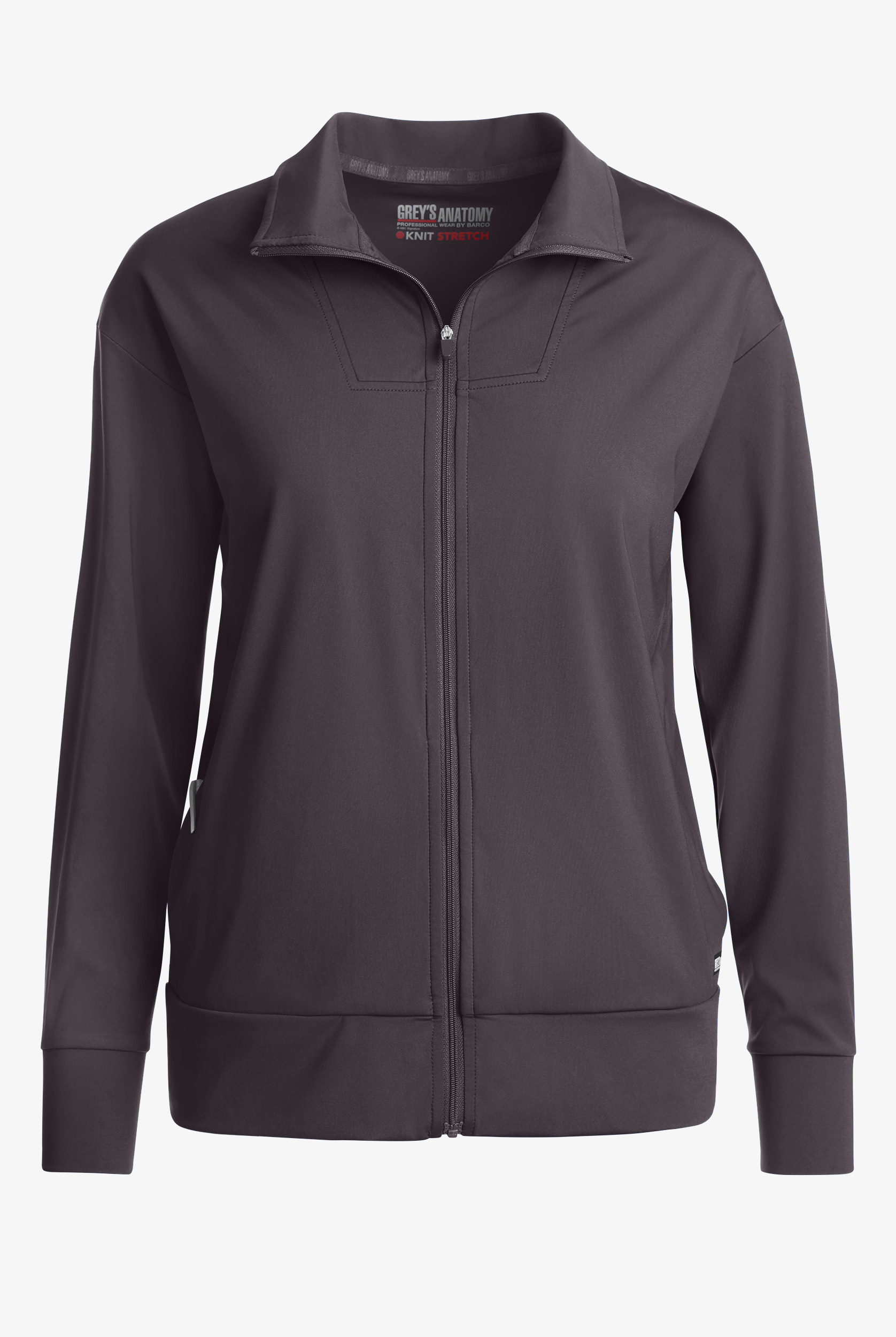 Grey's Anatomy by Barco Knit STRETCH Ease Warm Up Women's 4-Pocket Zip Front Scrub Jacket