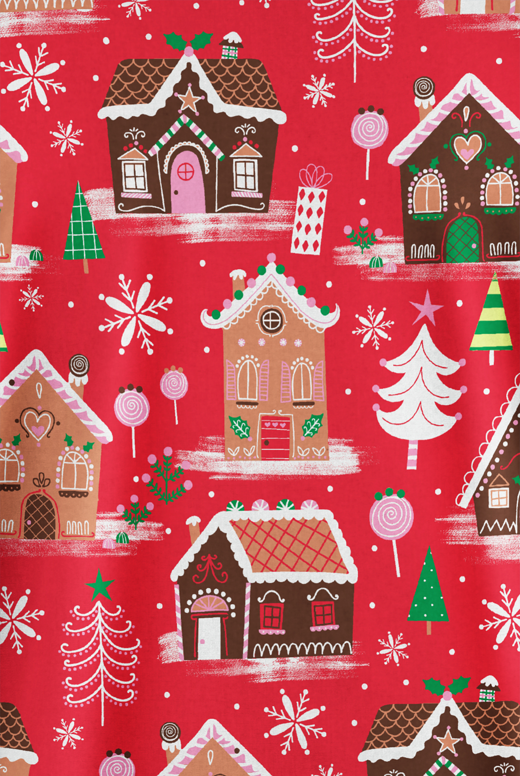 Butter-Soft Originals Gingerbread Haven French Roast Women's 2-Pocket V-Neck Print Scrub Top