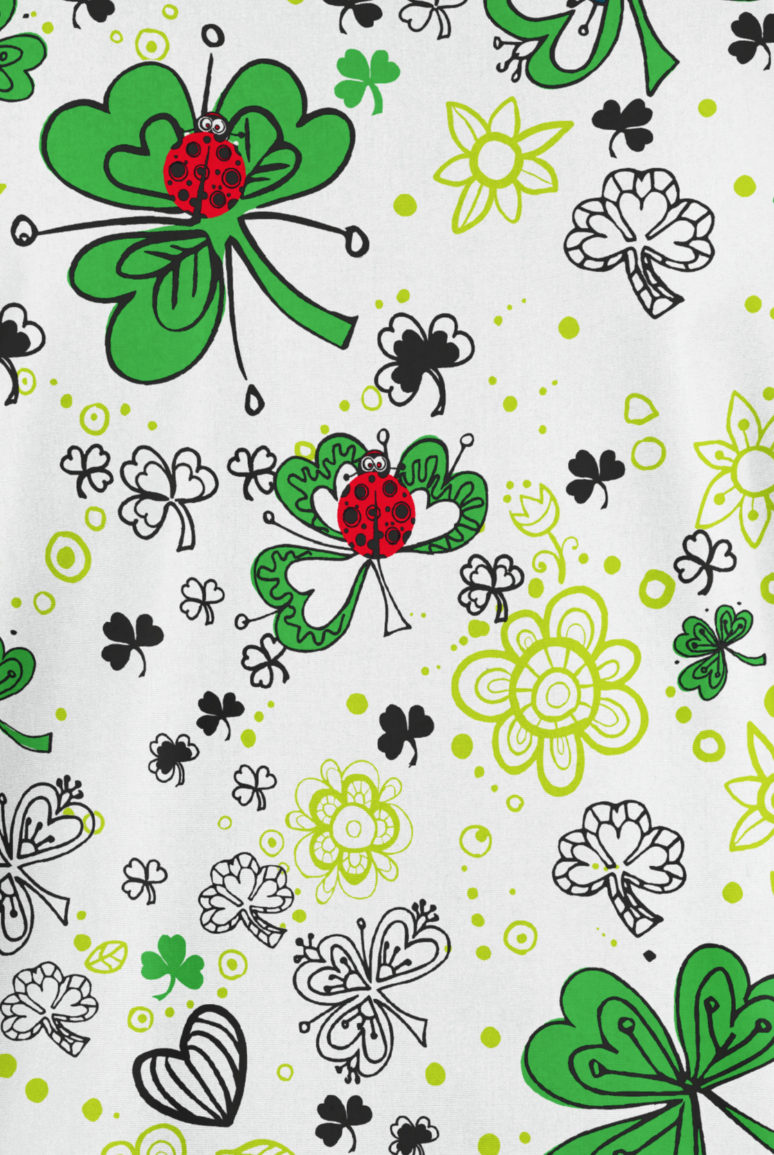 Happy Scrubs Ladies & Clovers Women's 2-Pocket V-Neck Print Scrub Top