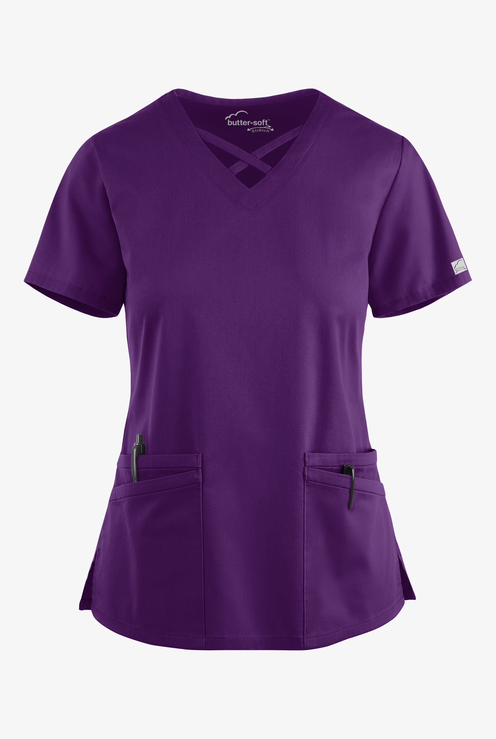 Butter-Soft STRETCH Women's 4-Pocket Crisscross Scrub Top