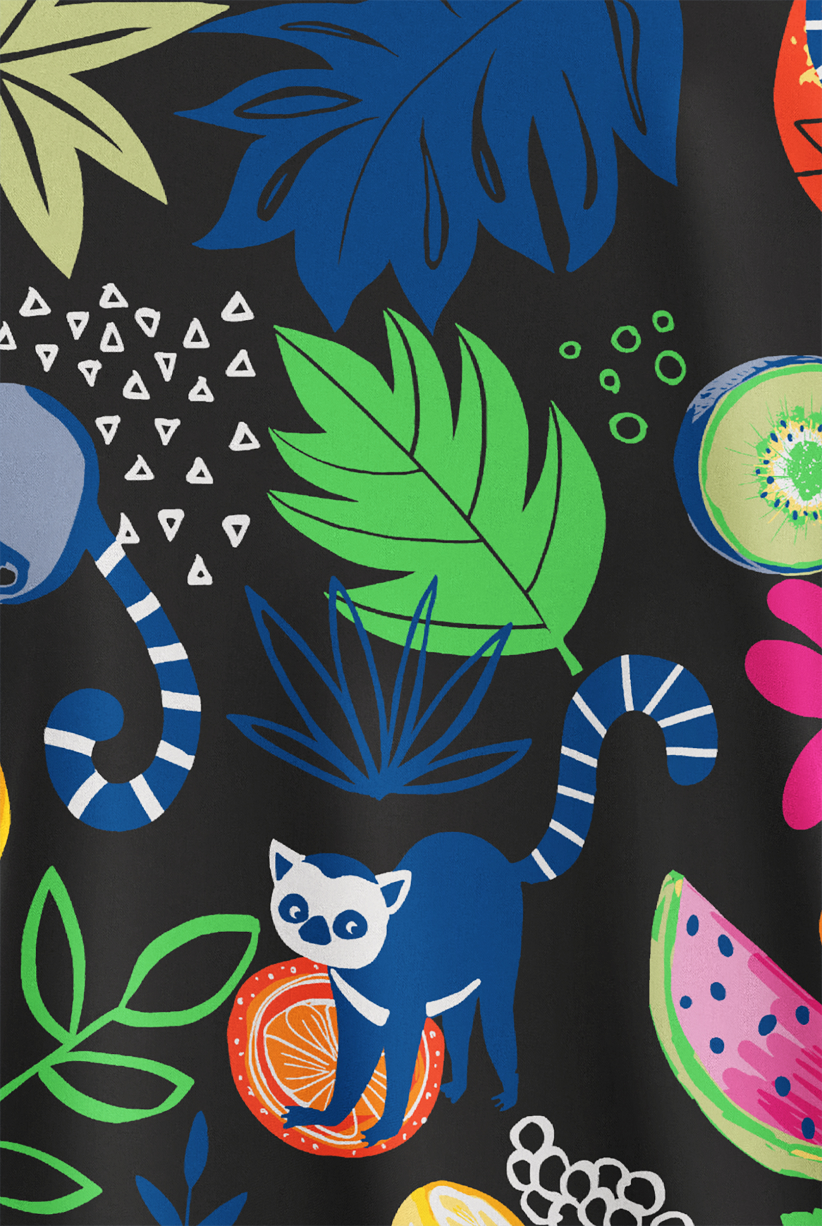 Butter-Soft STRETCH Lemur Land Women's V-Neck 2 Pocket Print Scrub Top