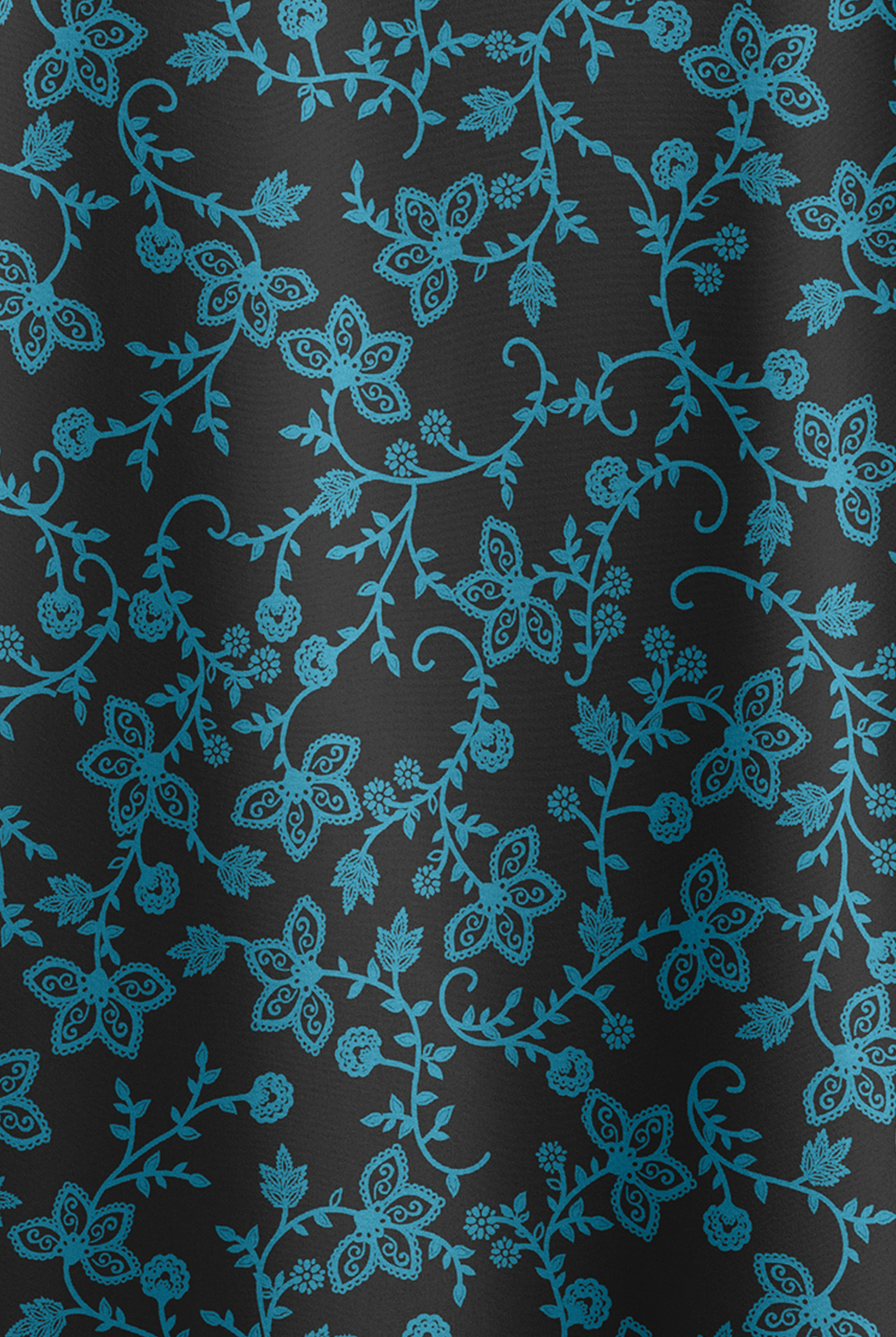 Butter-Soft STRETCH Black Floral Vines Women's 2-Pocket V-Neck Print Scrub Top