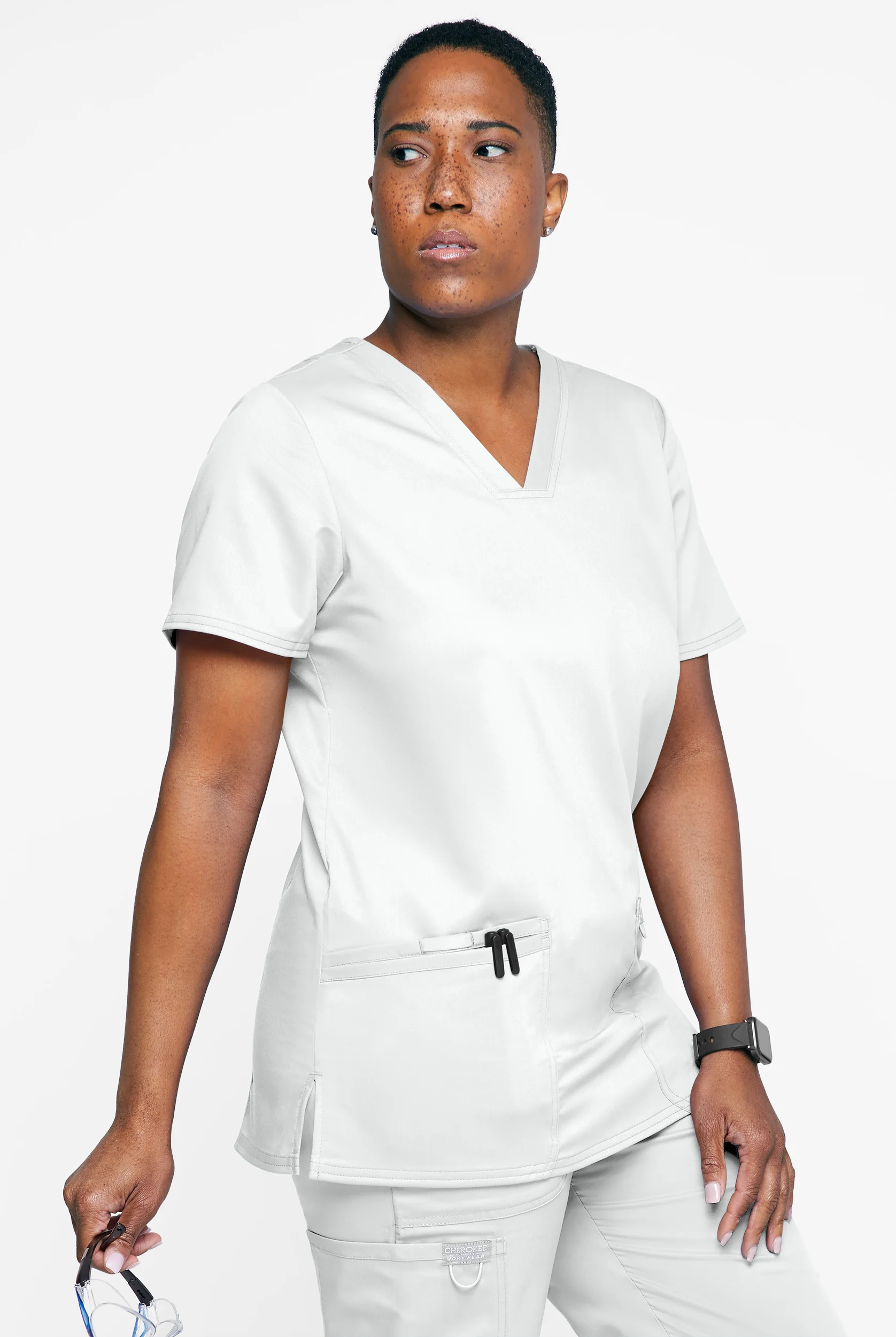 Cherokee Workwear Revolution Women's 3-Pocket STRETCH V-Neck Scrub Top
