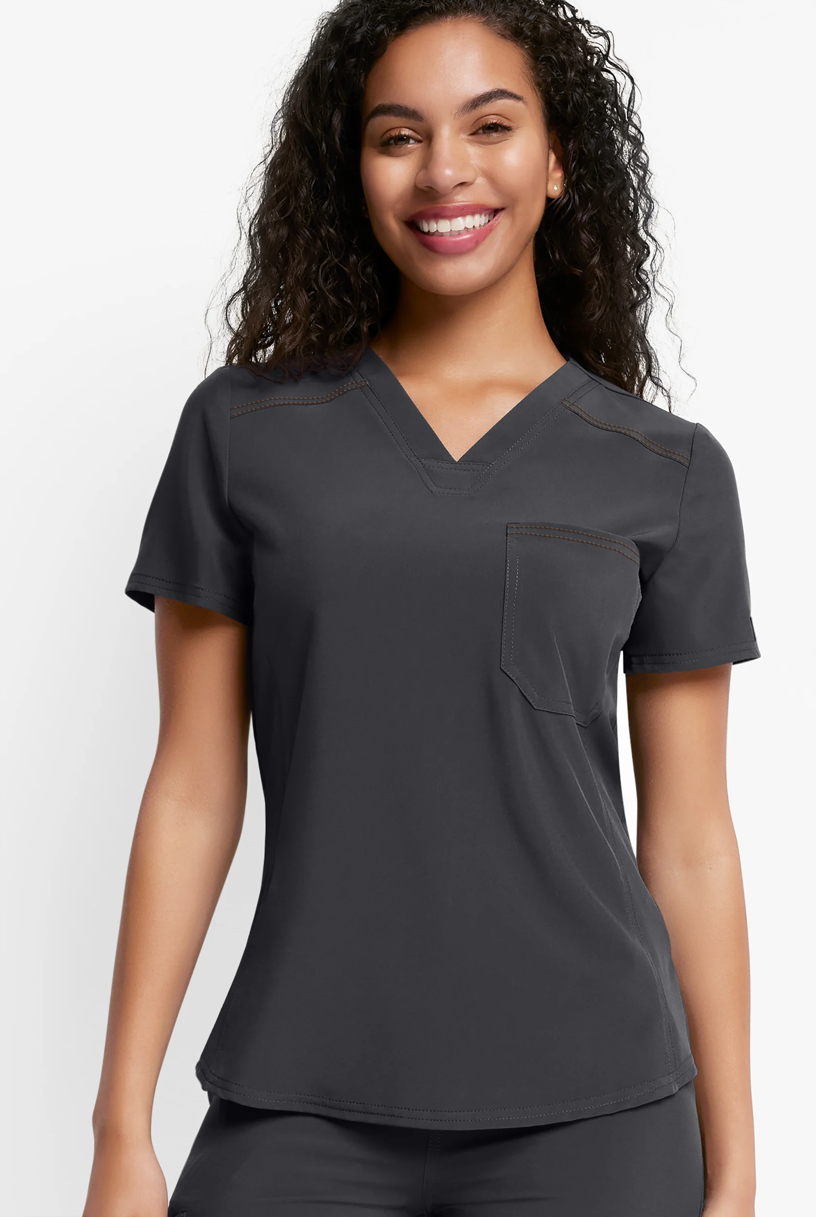 Dickies Riveting Women's 1-Pocket STRETCH Contrast Stitching Tuck In V-Neck Scrub Top