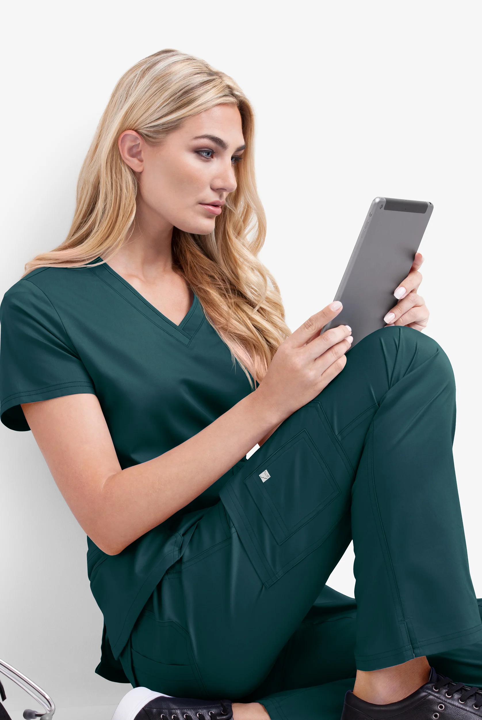 Butter-Soft STRETCH Women's 10-Pocket Active Yoga Scrub Pants - Petite