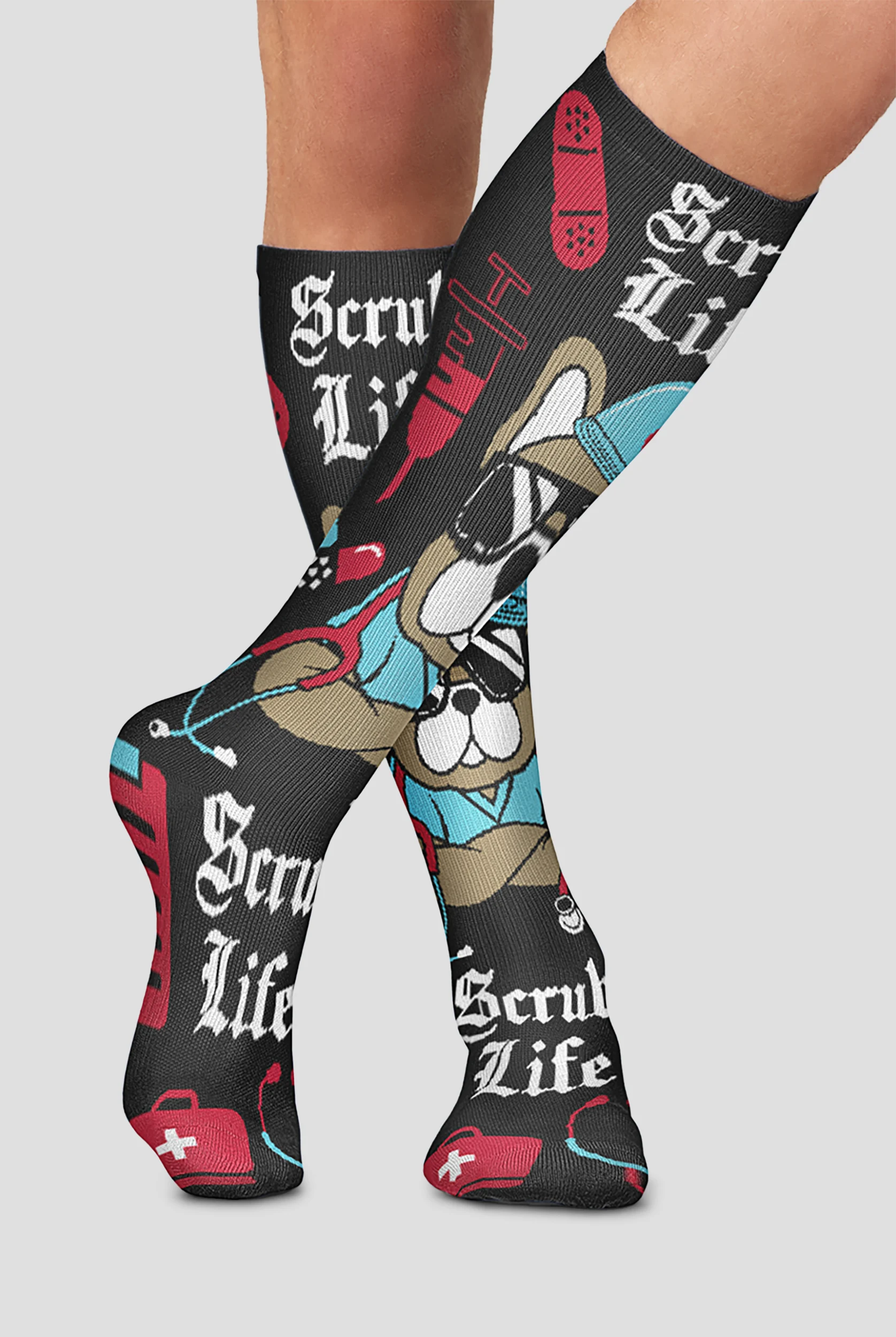 Cherokee Scrub Life Men's 10-15 mmHG Light Compression Socks