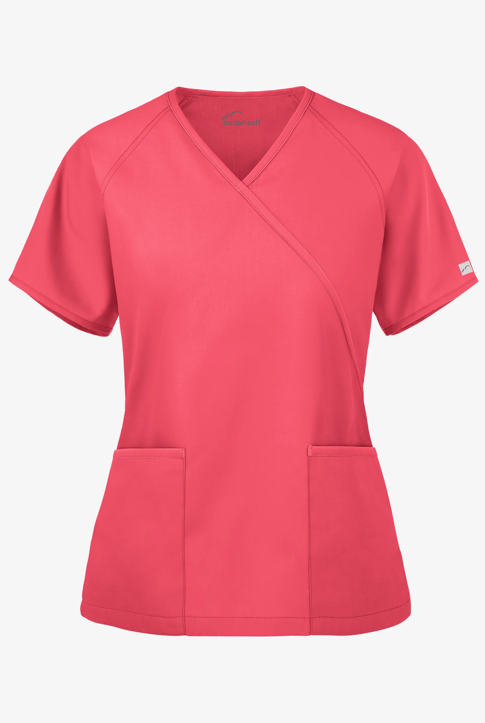 Butter-Soft Core Women's 2-Pocket Solid Mock Wrap Scrub Top