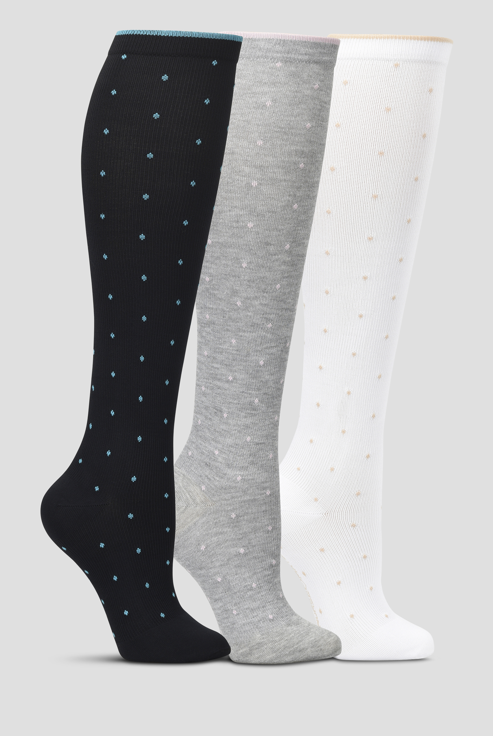 Nurse Mates Core MicroDot 3-pk Women's 12-14 mmHg Light Compression Socks