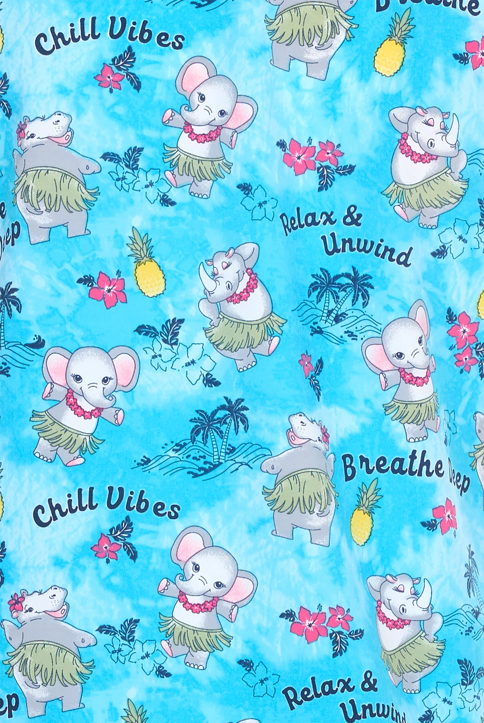 Cherokee Hula Party Women's 2-Pocket STRETCH V-Neck Print Scrub Top