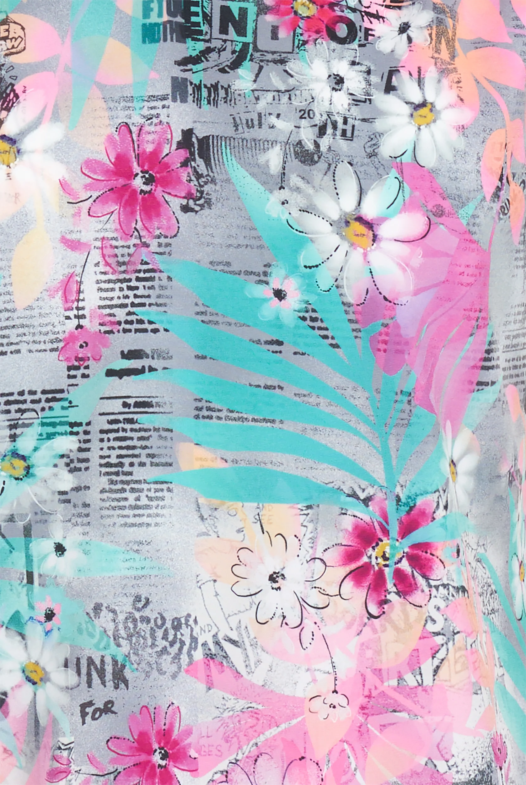 Planet koi Flash Back Floral Women's 2-Pocket STRETCH V-Neck Print Scrub Top