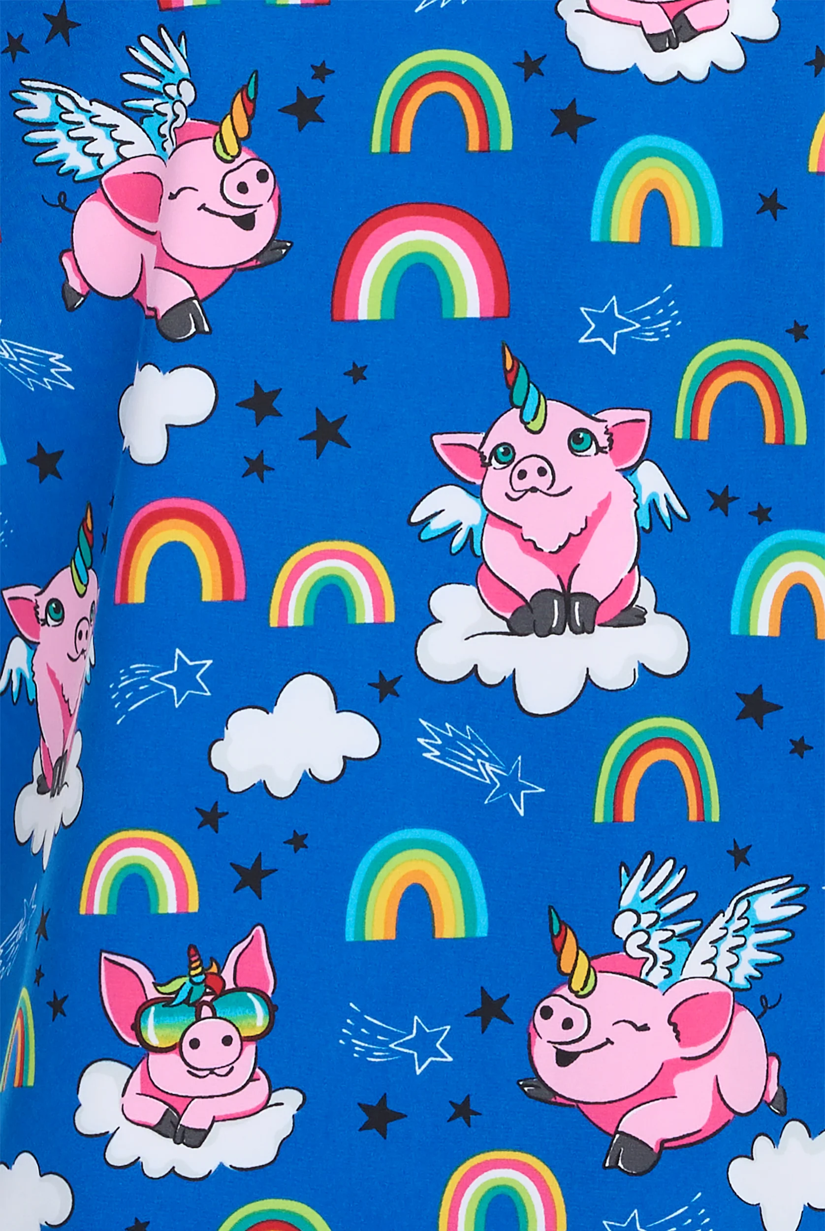 Cherokee Flyin' Magic Pigs Women's 2-Pocket STRETCH V-Neck Print Scrub Top