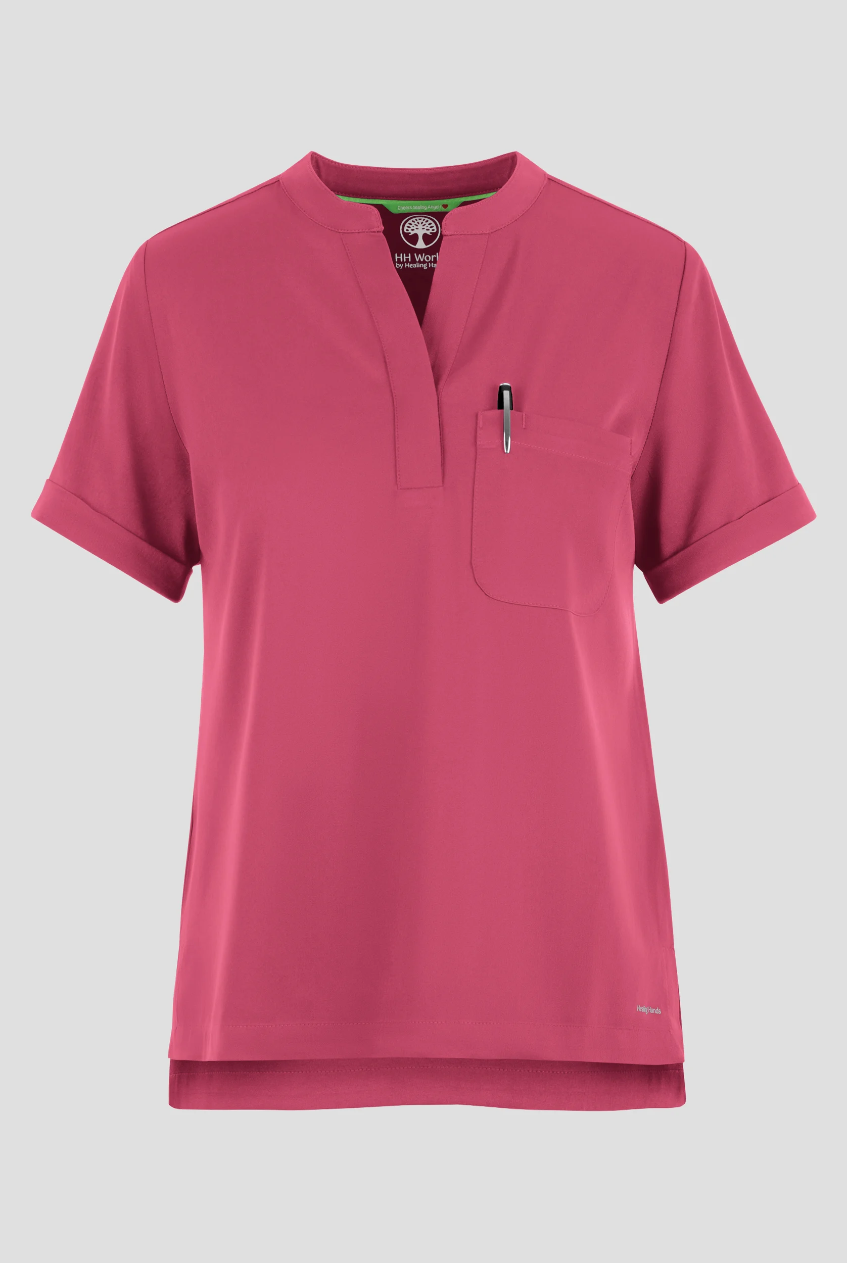 HH Works by Healing Hands Macy Women's 1-Pocket STRETCH Mandarin Collar Tuck In Scrub Top