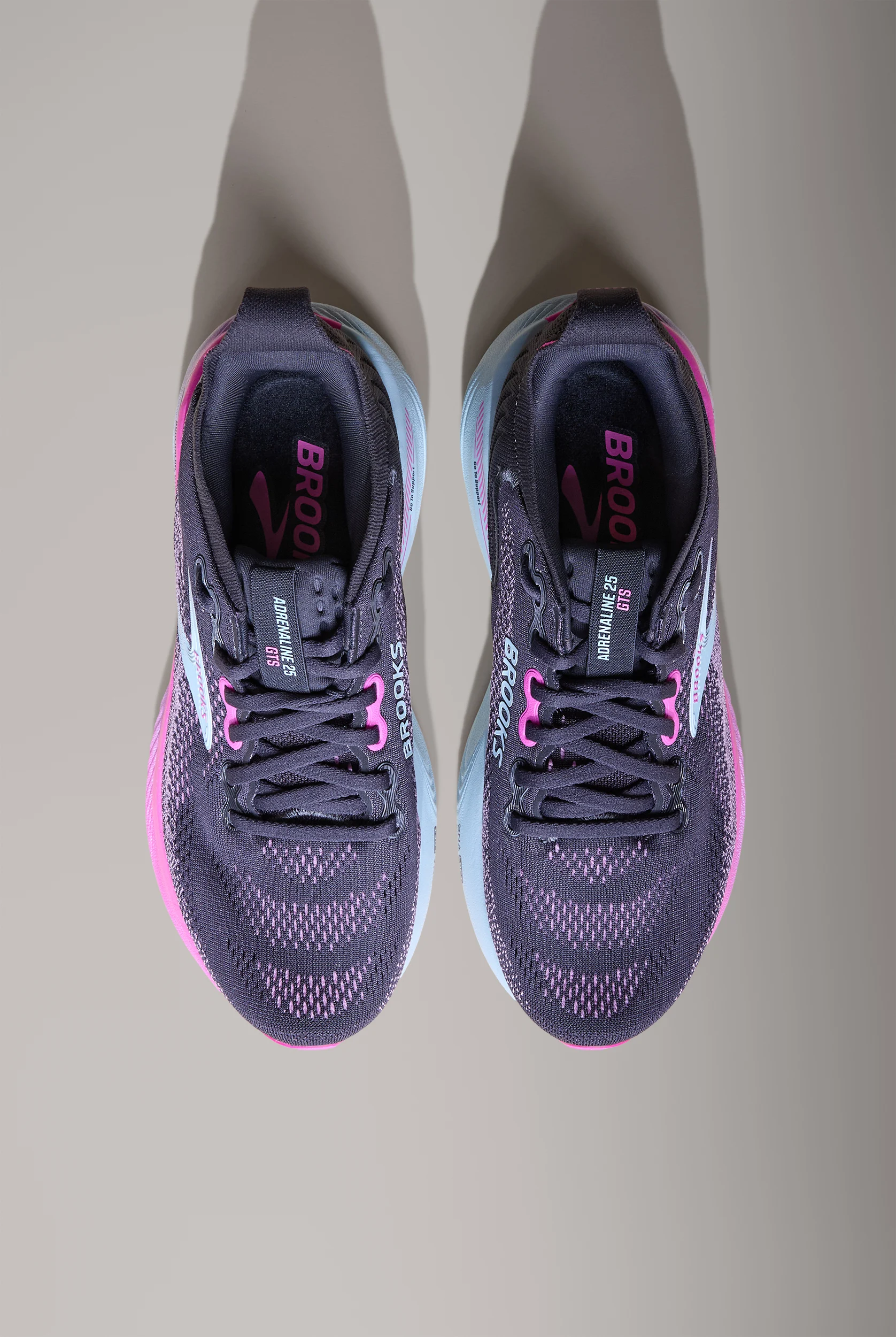 Brooks Women's Adrenaline GTS 25 Black/Cyber Pink/Iced Aqua Athletic Lace Up Shoes