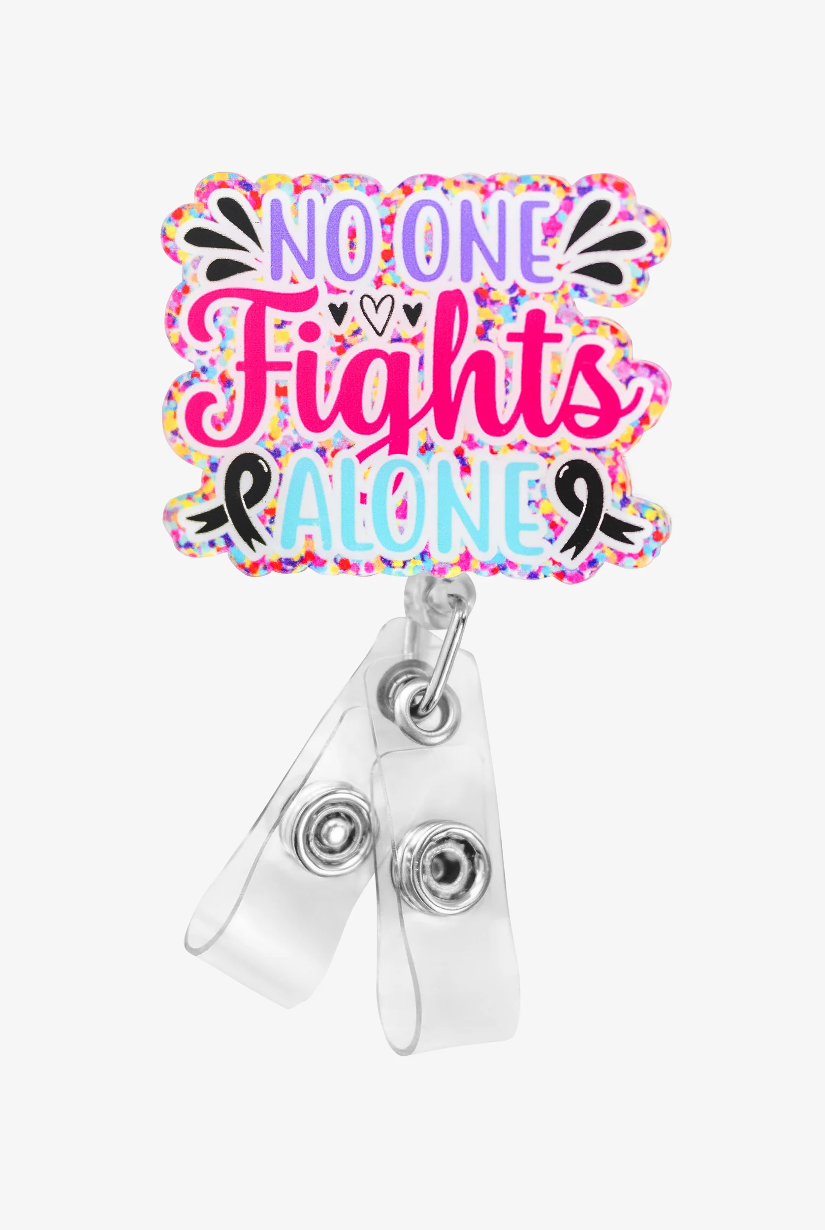 Outside the Box No One Fights Alone Acrylic ID Badge Holder
