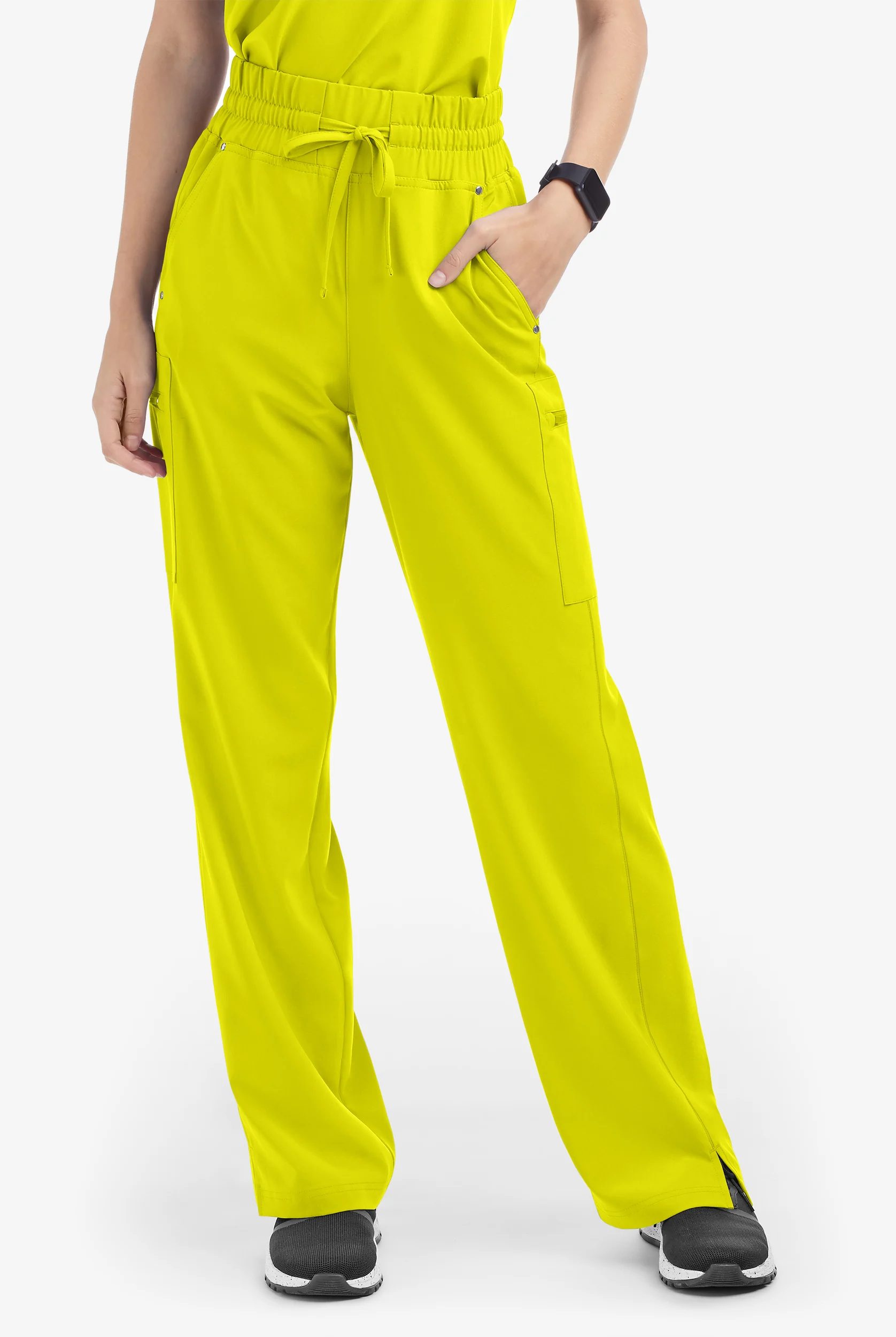 Easy STRETCH Ellie Women's 5-Pocket High Waisted Wide Leg Scrub Pants - Petite