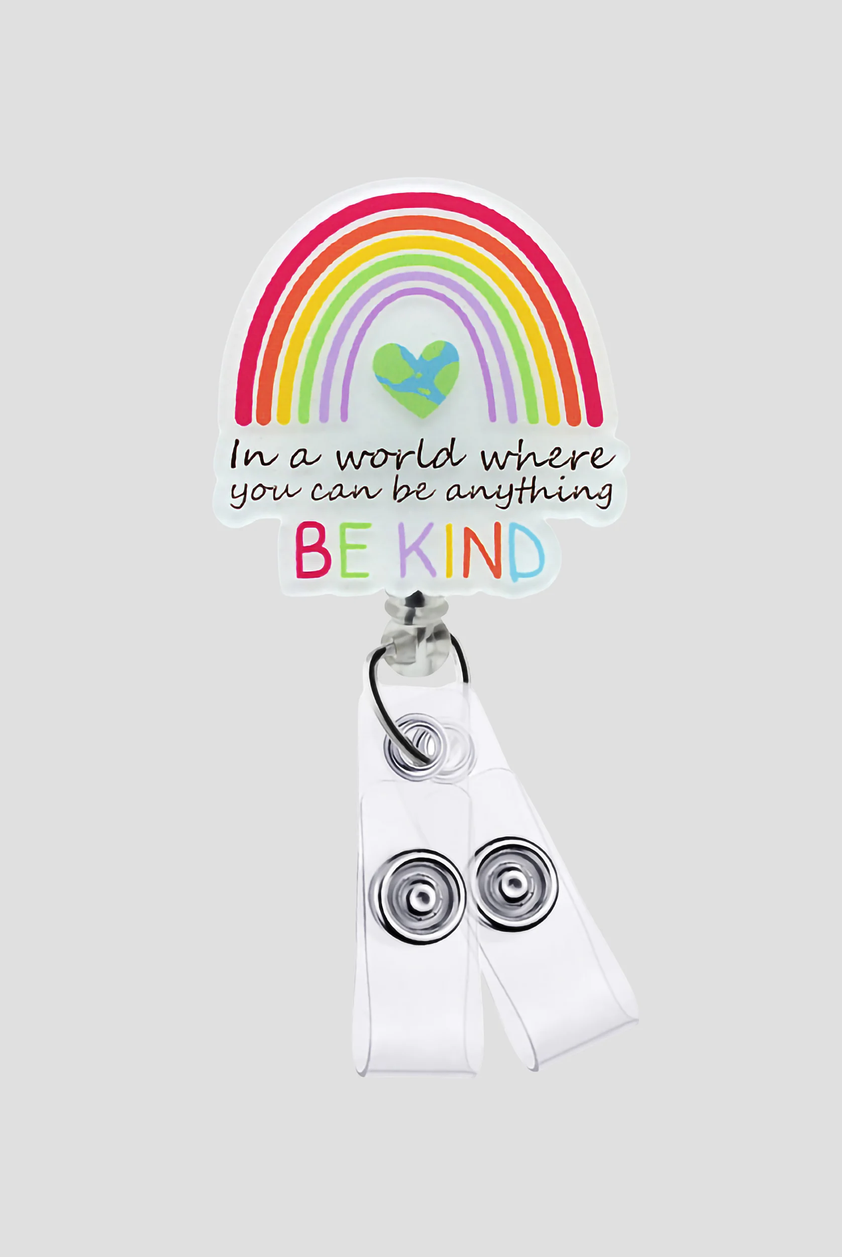 Outside the Box Acrylic Be Kind Rainbow ID Badge Holder