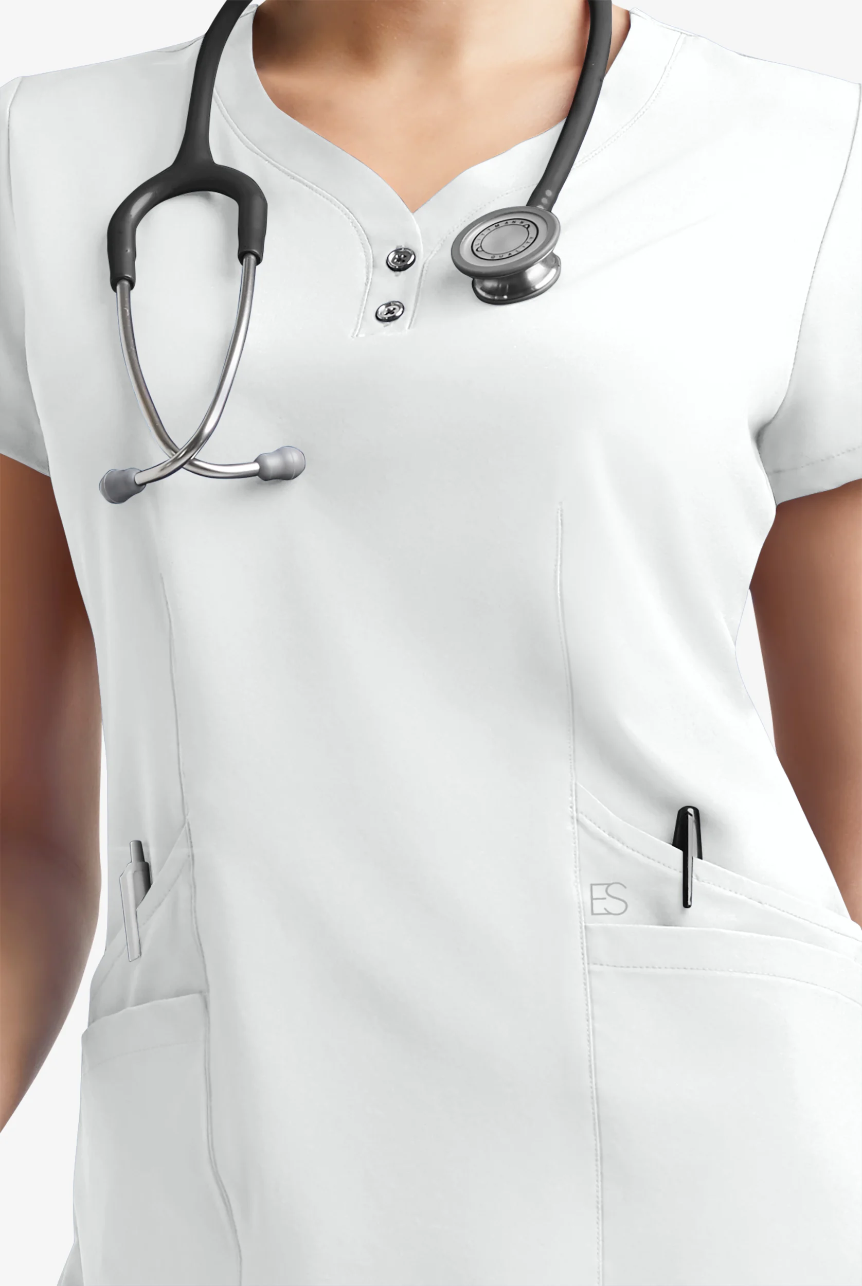 Easy STRETCH Demi Women's 4-Pocket Henley Scrub Top