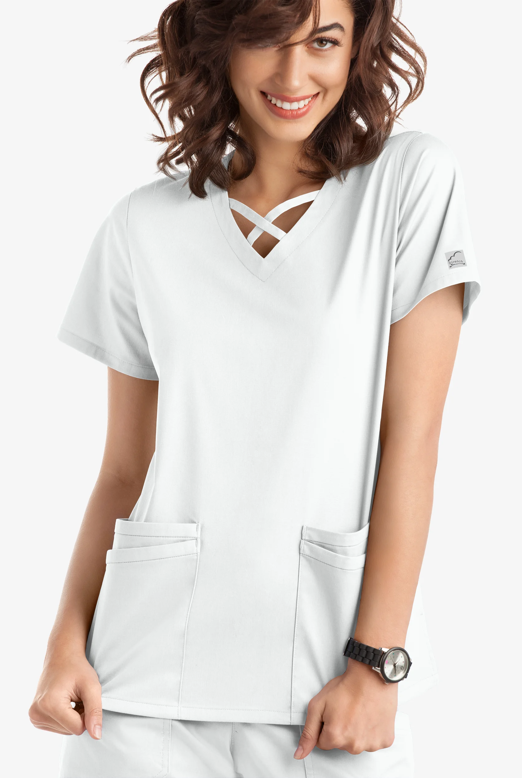 Butter-Soft STRETCH Women's 4-Pocket Crisscross Scrub Top