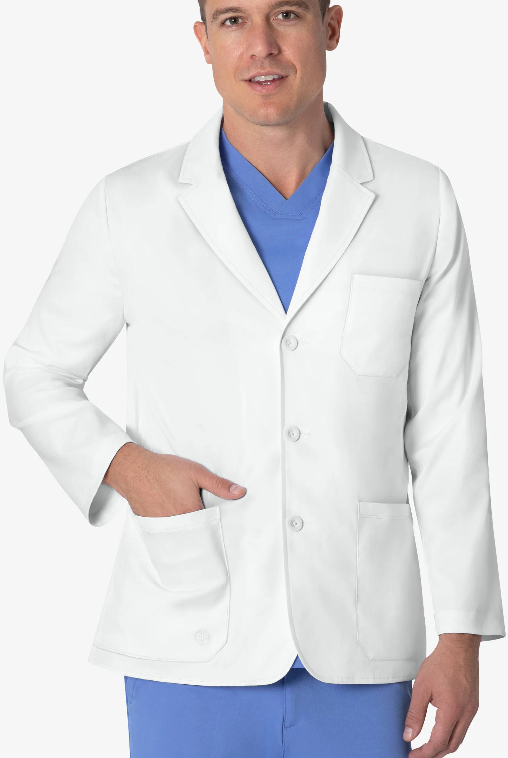 Healing Hands White Coat Minimalist Men's 30 &frac12;" 5-Pocket STRETCH Lab Coat