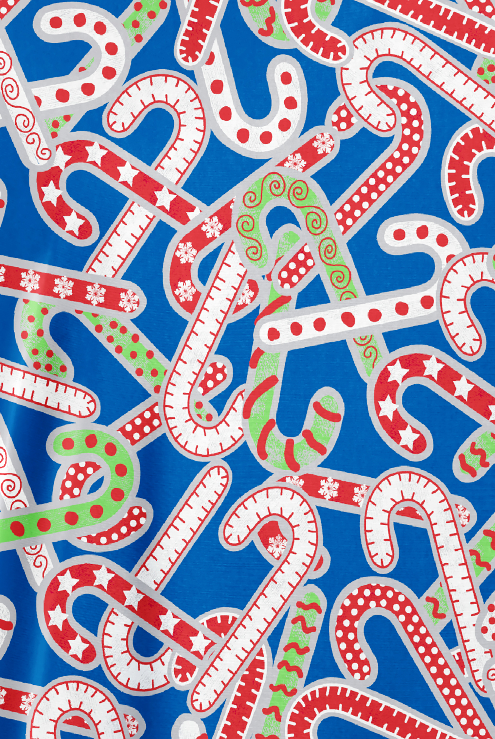 Butter-Soft Noel Candy Canes Royal Women's 4-Pocket Rounded V-Neck Print Scrub Top