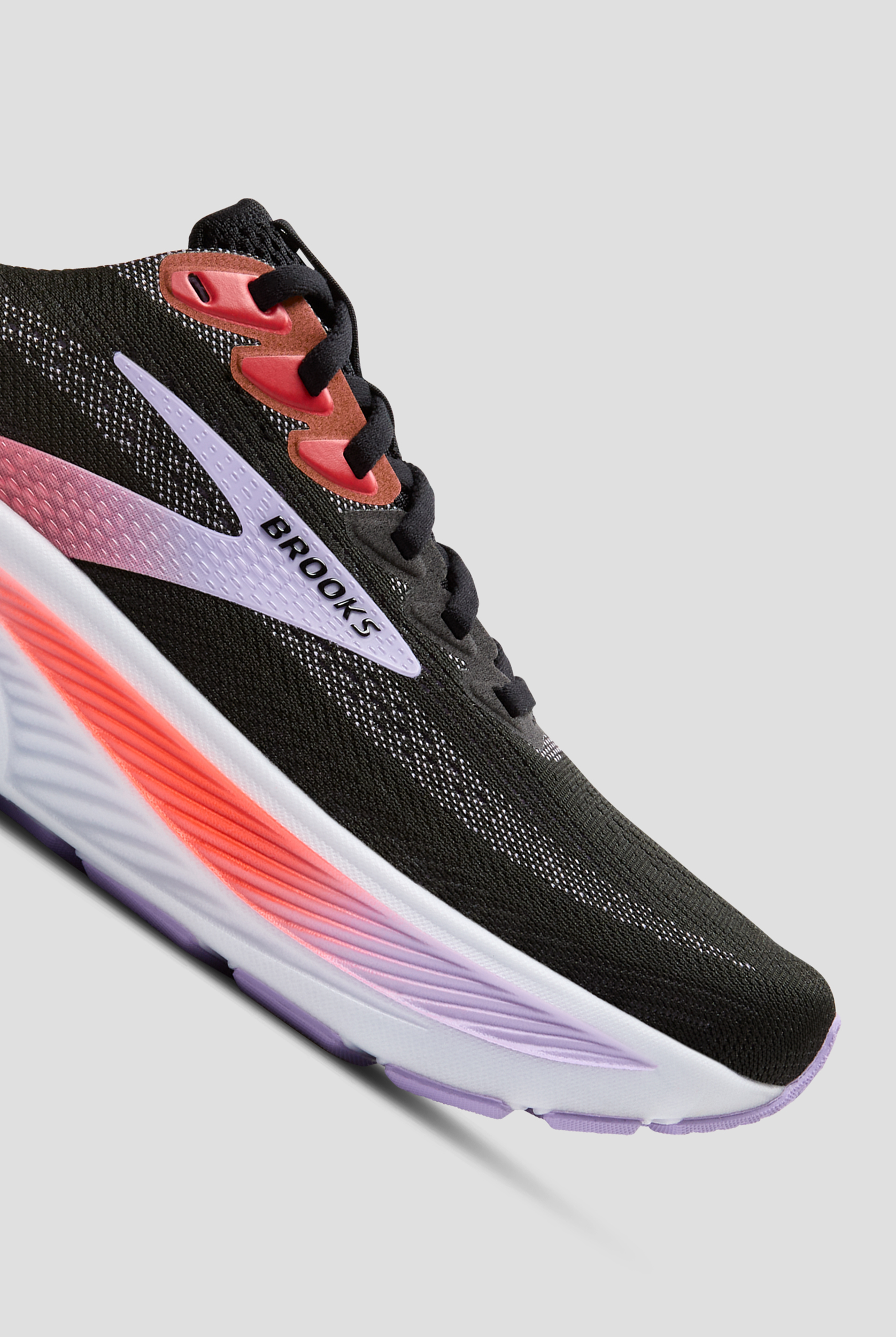 Brooks Women's Ghost 17 Black/Purple/Coral Athletic Lace Up Nursing Shoes