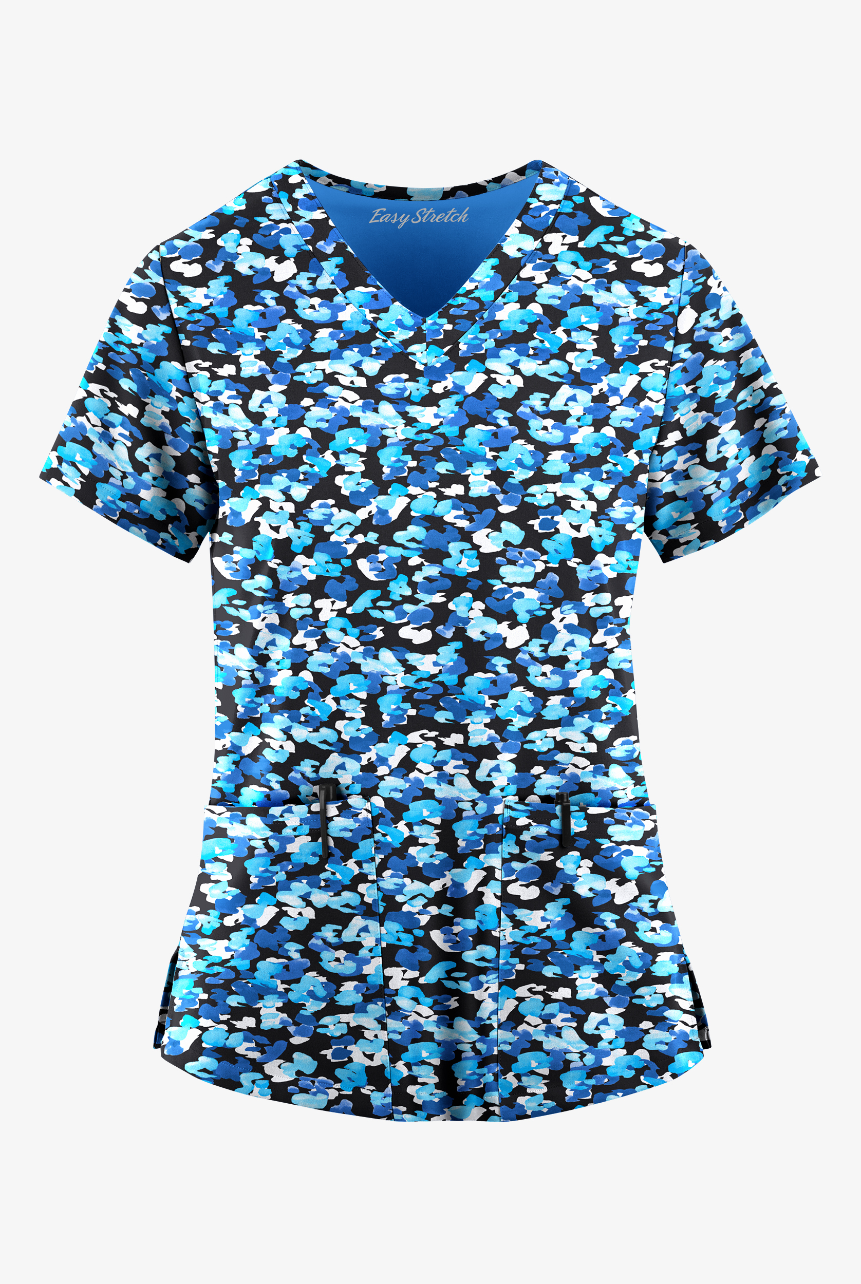 Easy STRETCH Mystical Animal Onyx Women's 2-Pocket Mitered V-Neck Print Scrub Top