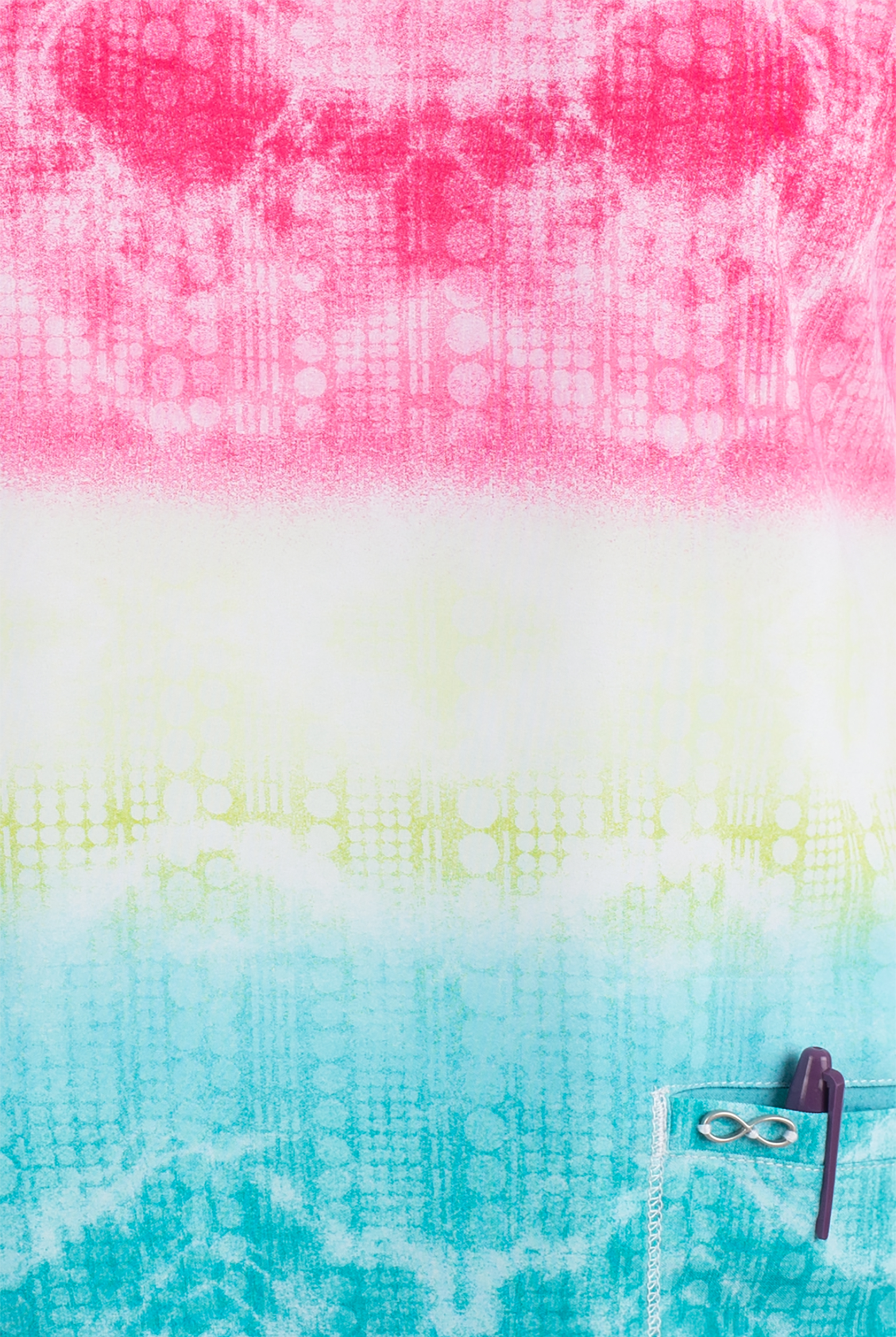 Infinity Trippy Stripes Tie Dye Women's 2-Pocket STRETCH V-Neck Print Scrub Top