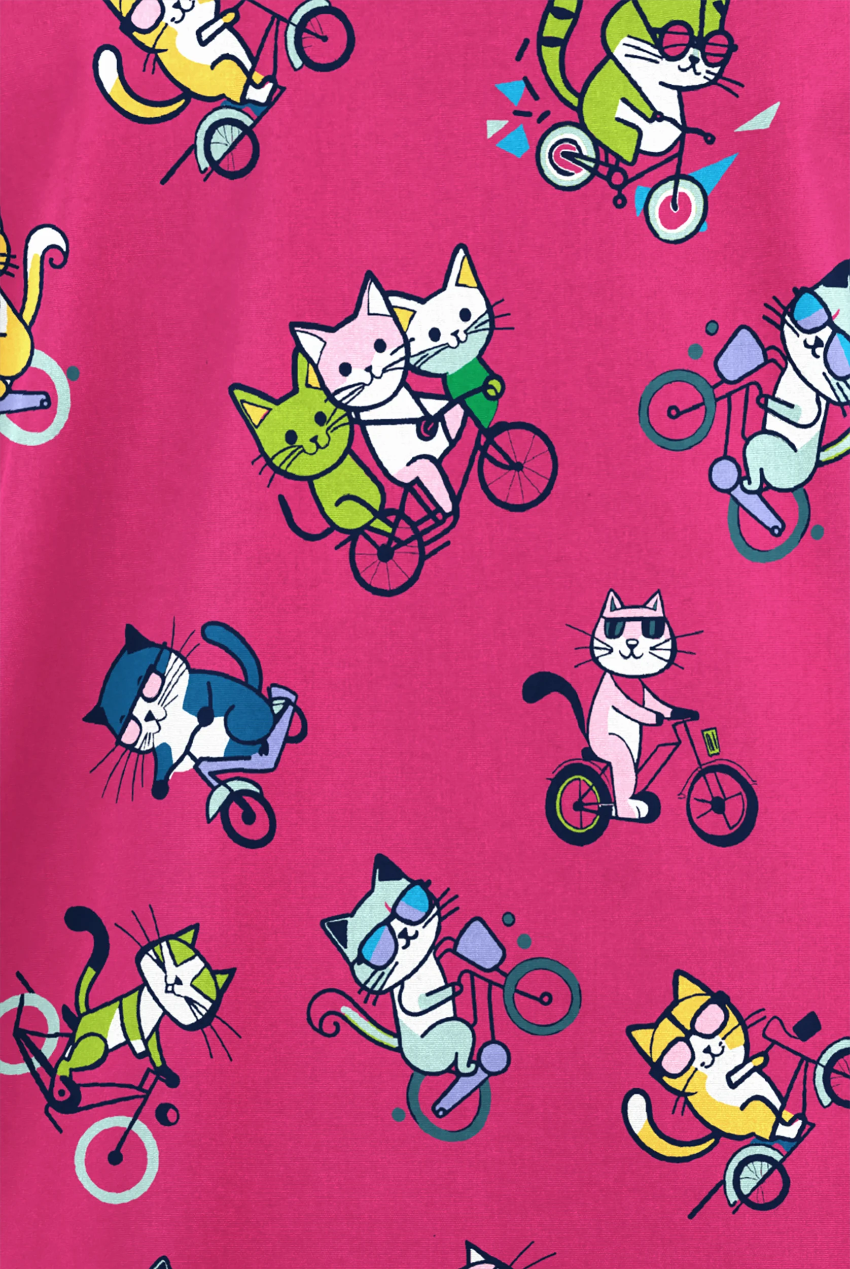 Butter-Soft Originals Meow On Wheels Fuchsia Women's 2 Pocket V-Neck Print Scrub Top