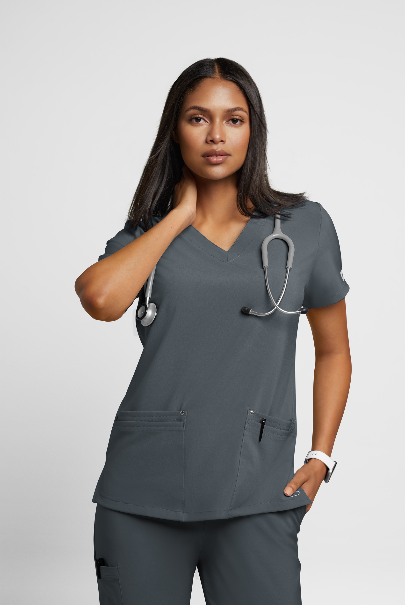 Easy STRETCH Lina Mitered Women's 4-Pocket V-Neck Scrub Top