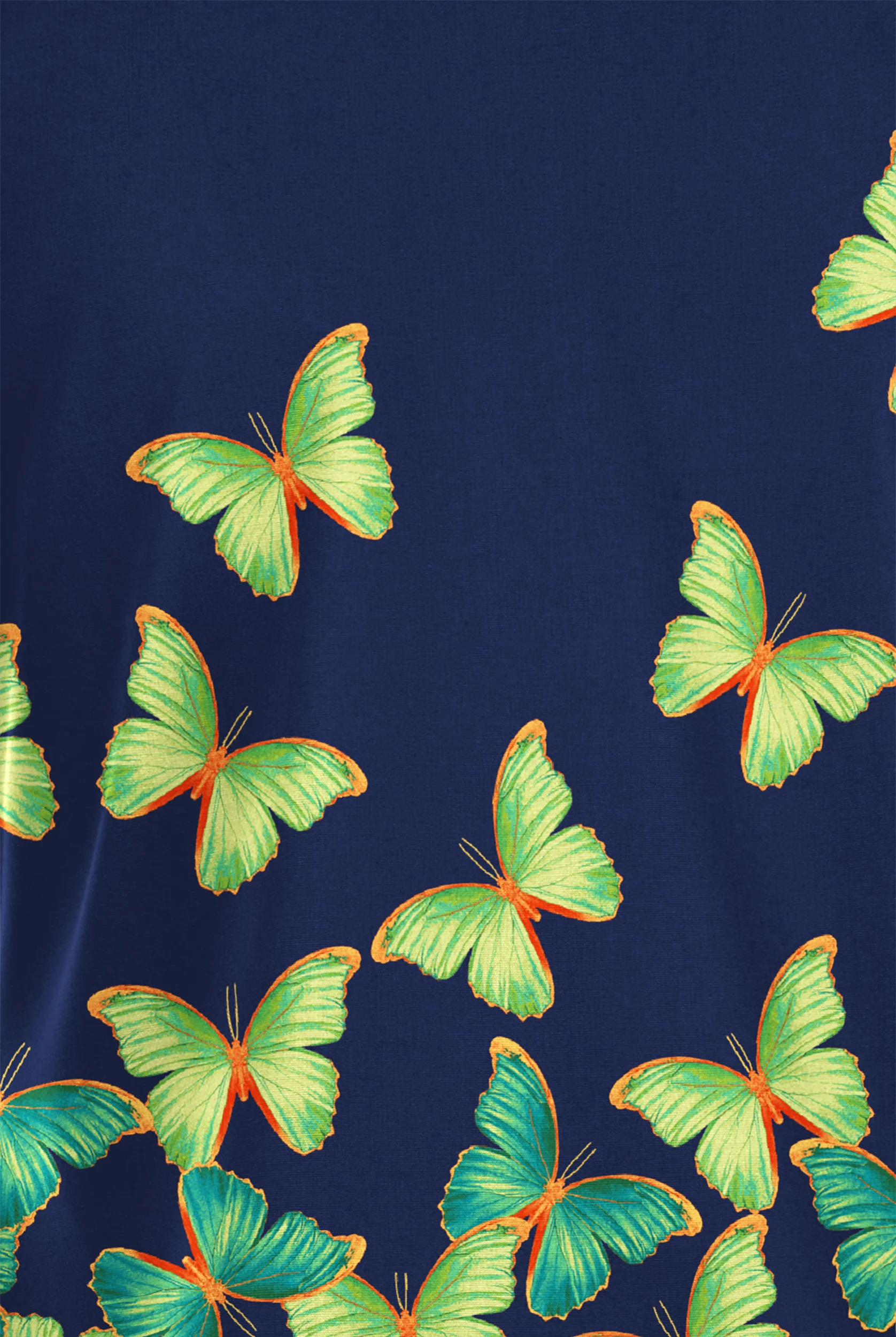 Butter-Soft Originals Spring Butterflies Navy Women's 2-Pocket V-Neck Print Scrub Top