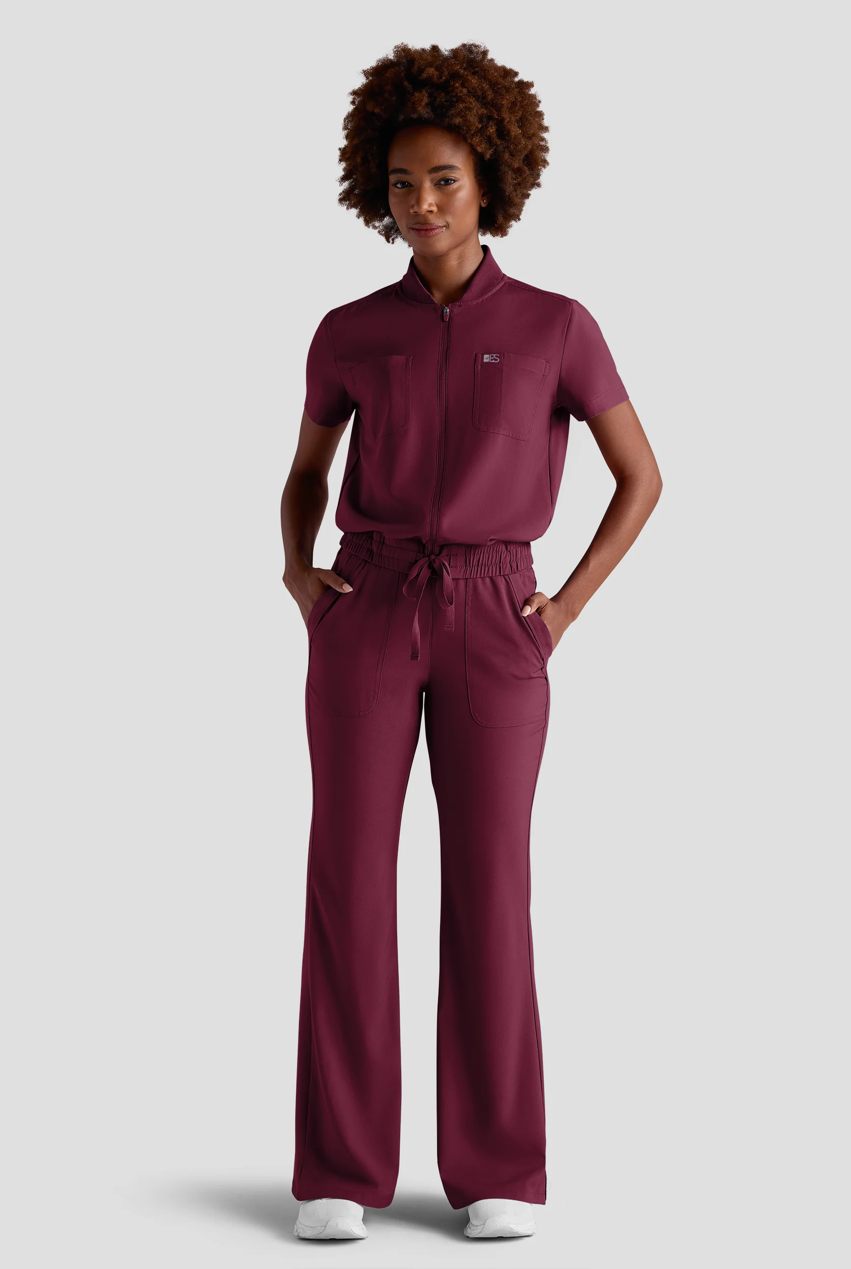 Easy STRETCH Nika Women's Zip Front Scrub Top&ndash; 2-Piece Jumpsuit Top