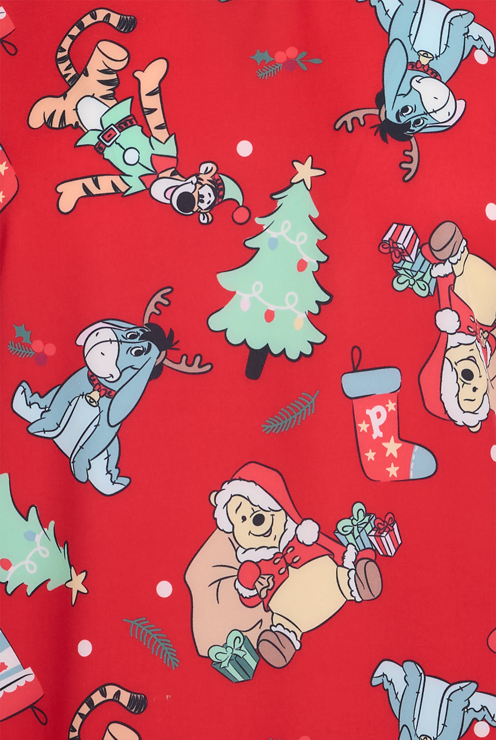 Disney's Winnie the Pooh Christmas by Funscrubs Women's 2-Pocket STRETCH V-Neck Print Scrub Top