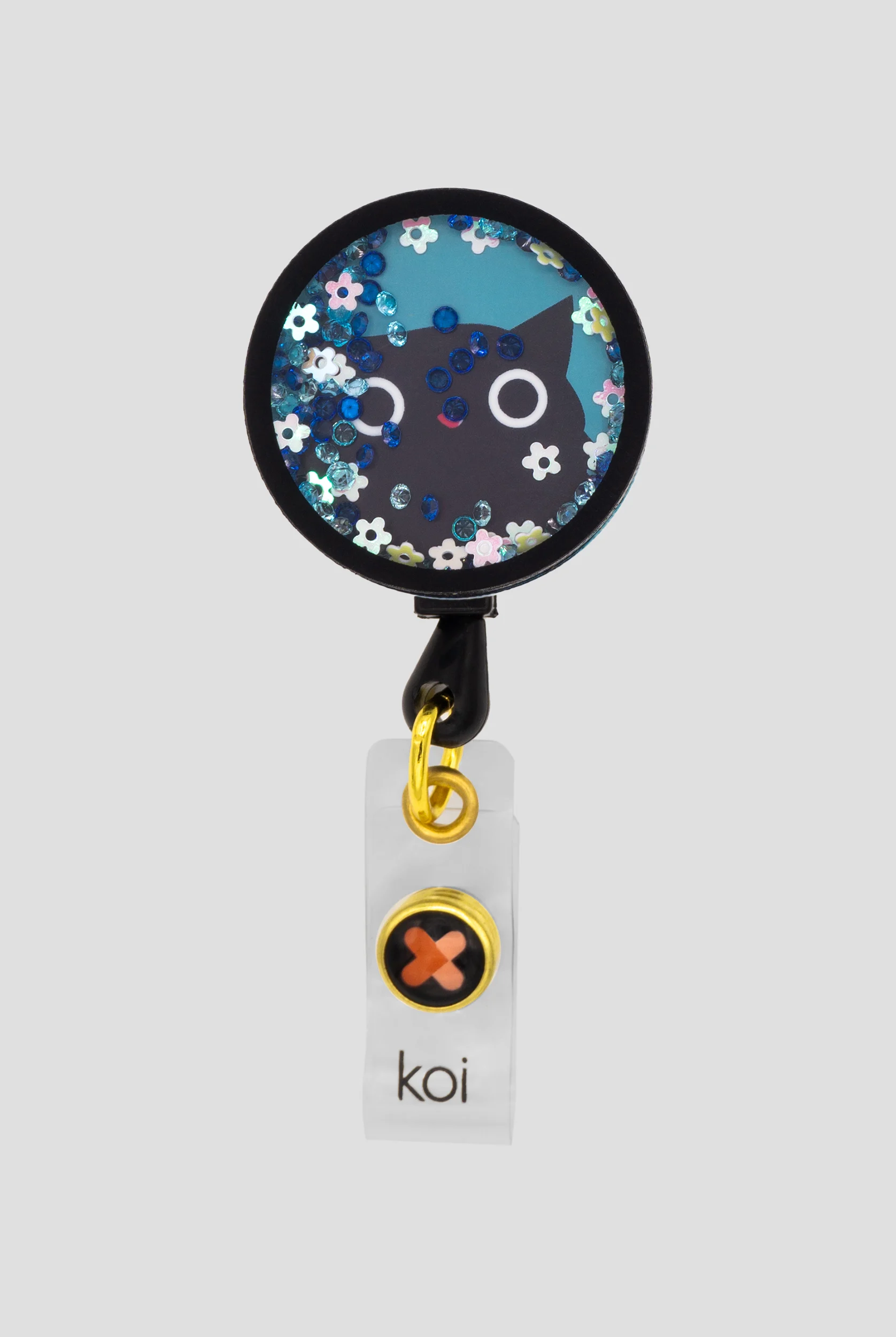 Koi Flower Cat Shaker ID Badge Holder