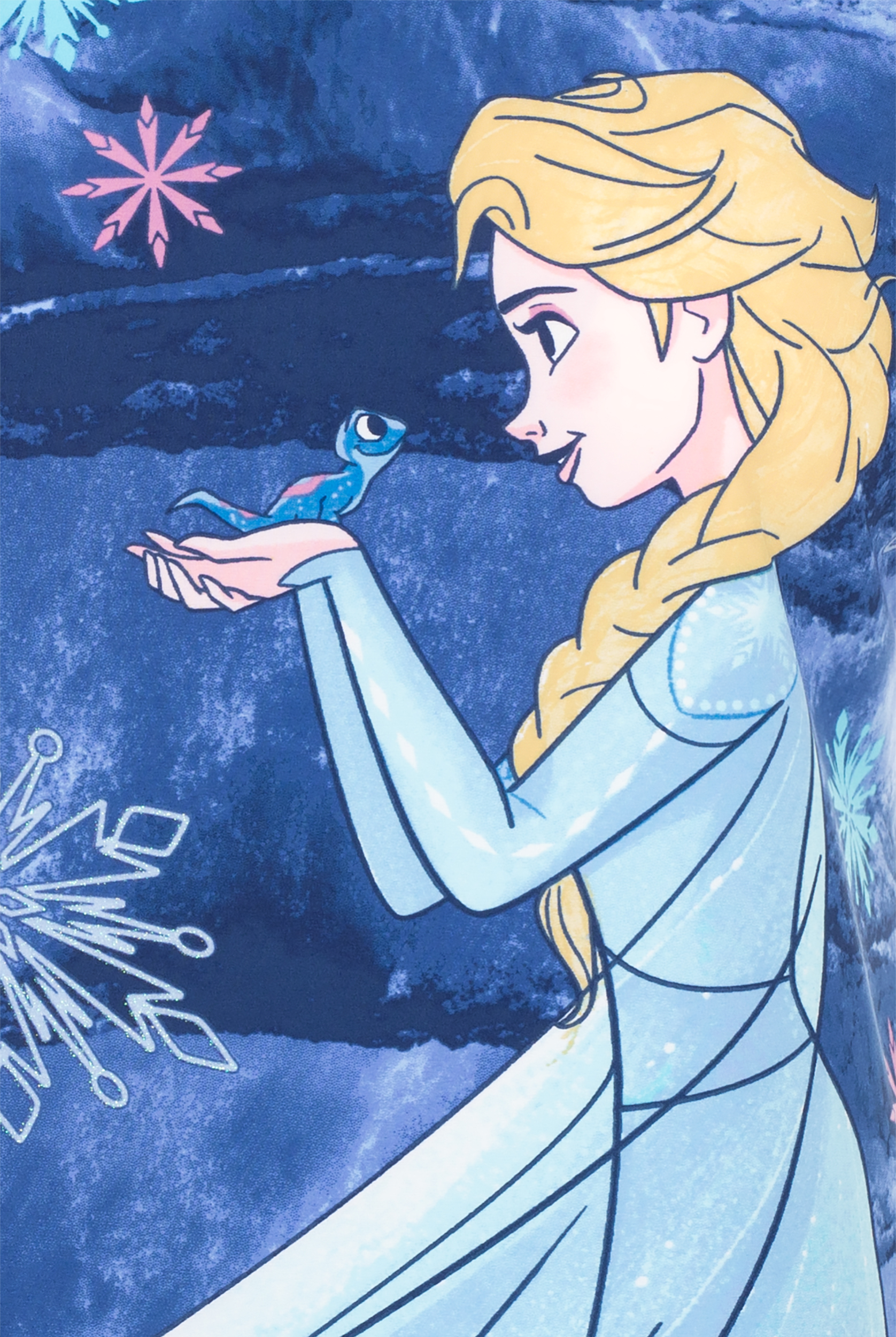 Tooniforms Disney's Bruni and Elsa Women's 2-Pocket STRETCH V-Neck Print Scrub Top