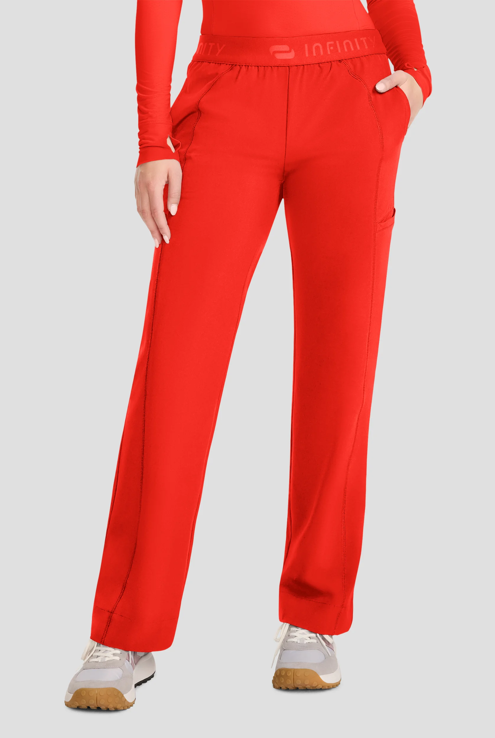 Pantal&oacute;n m&eacute;dico Infinity GNR8 Knit STRETCH de tiro medio con piernas acampanadas y 5 bolsillos para mujer