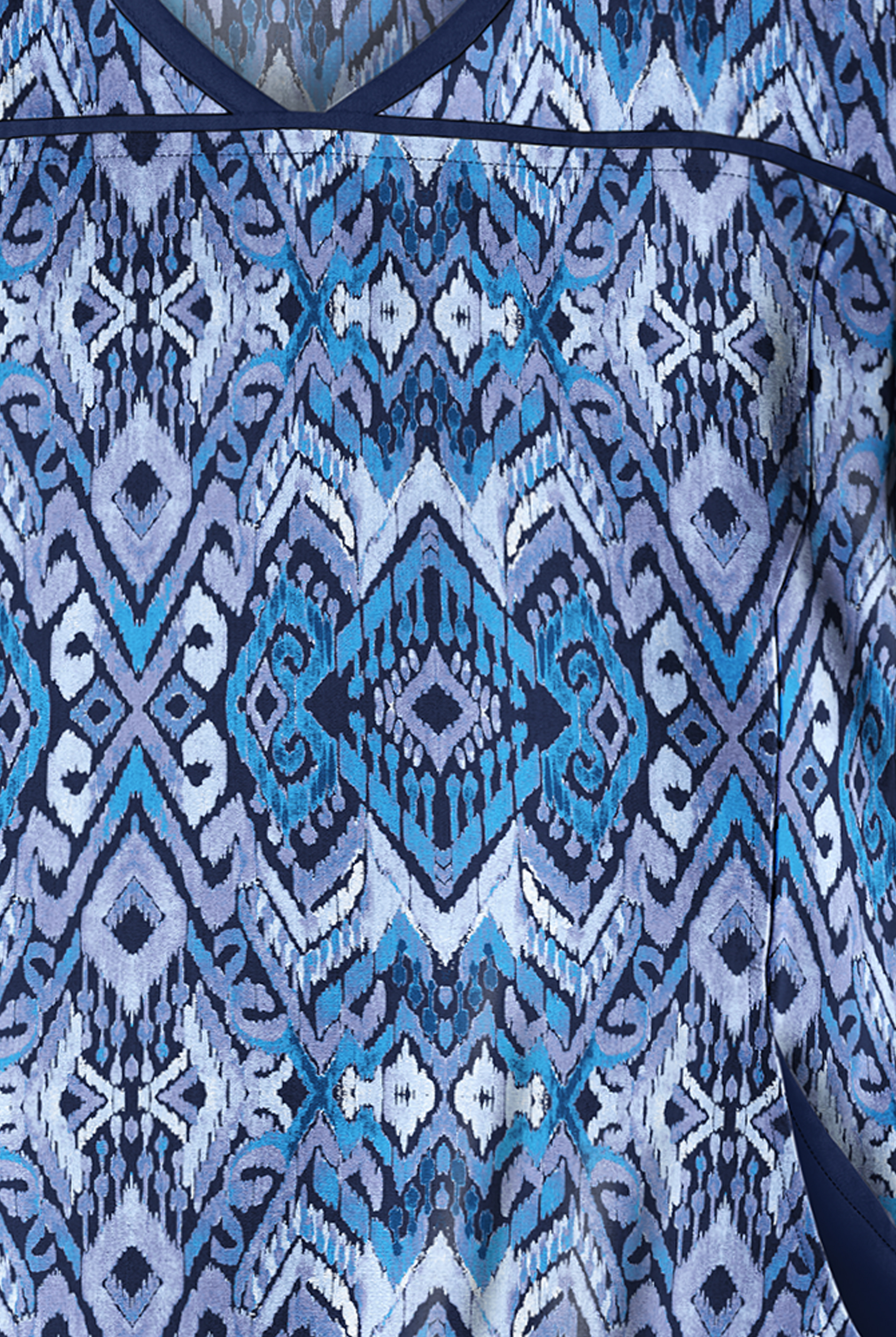 UA Best Buy Scrubs Cantik Ikat Navy Women's 4-Pocket Princess Seam Print Scrub Top