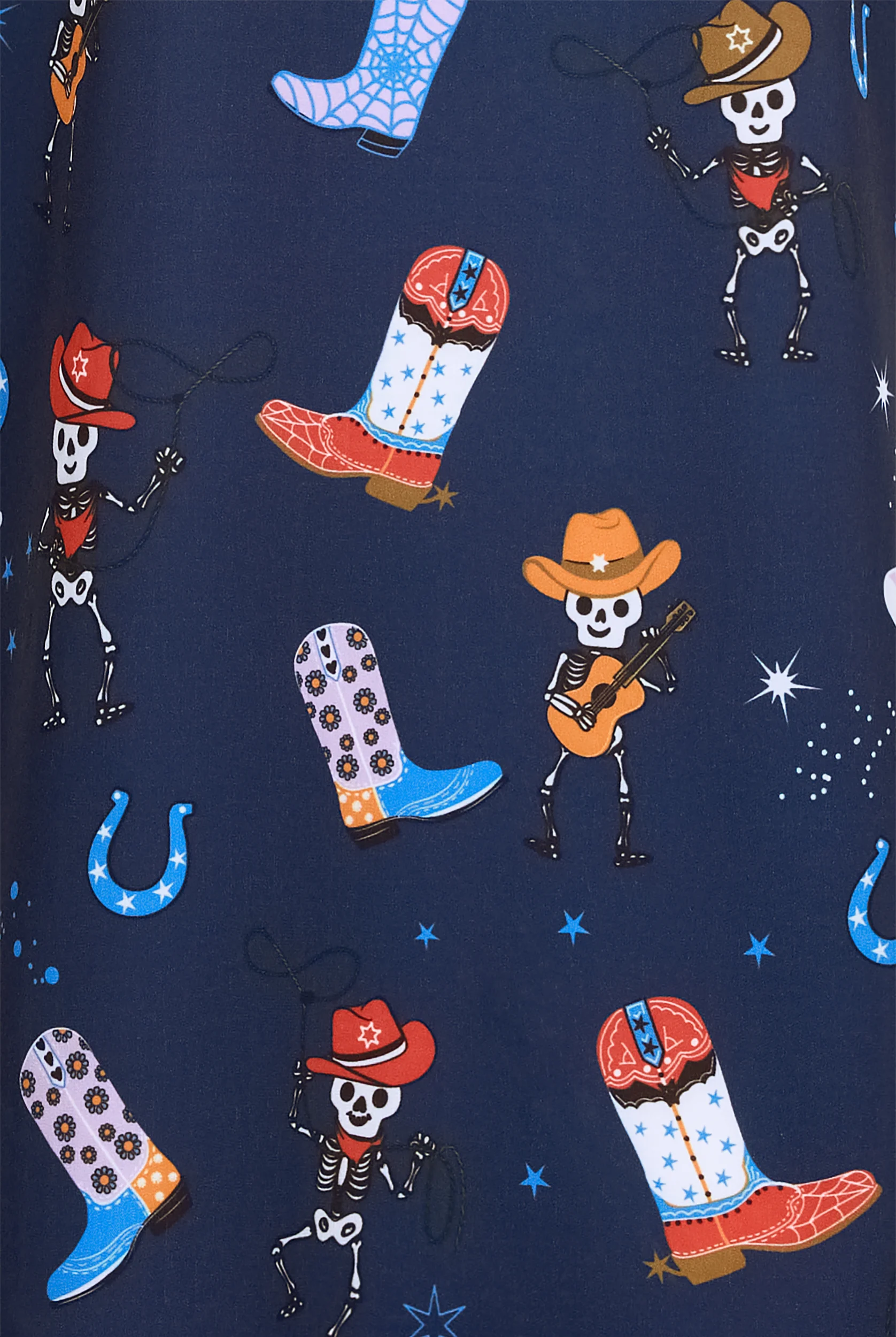 Blusa médica estampada Green Town Western Ween STRETCH con cuello en V y 3 bolsillos para mujer