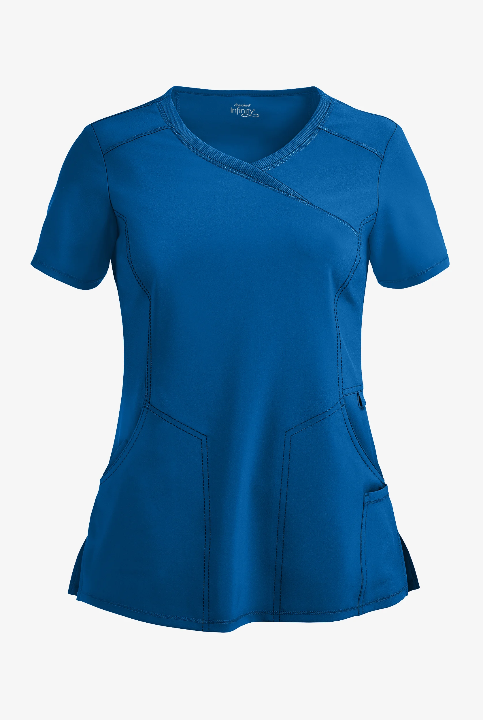 Infinity Women's 4-Pocket STRETCH Mock Wrap Scrub Top