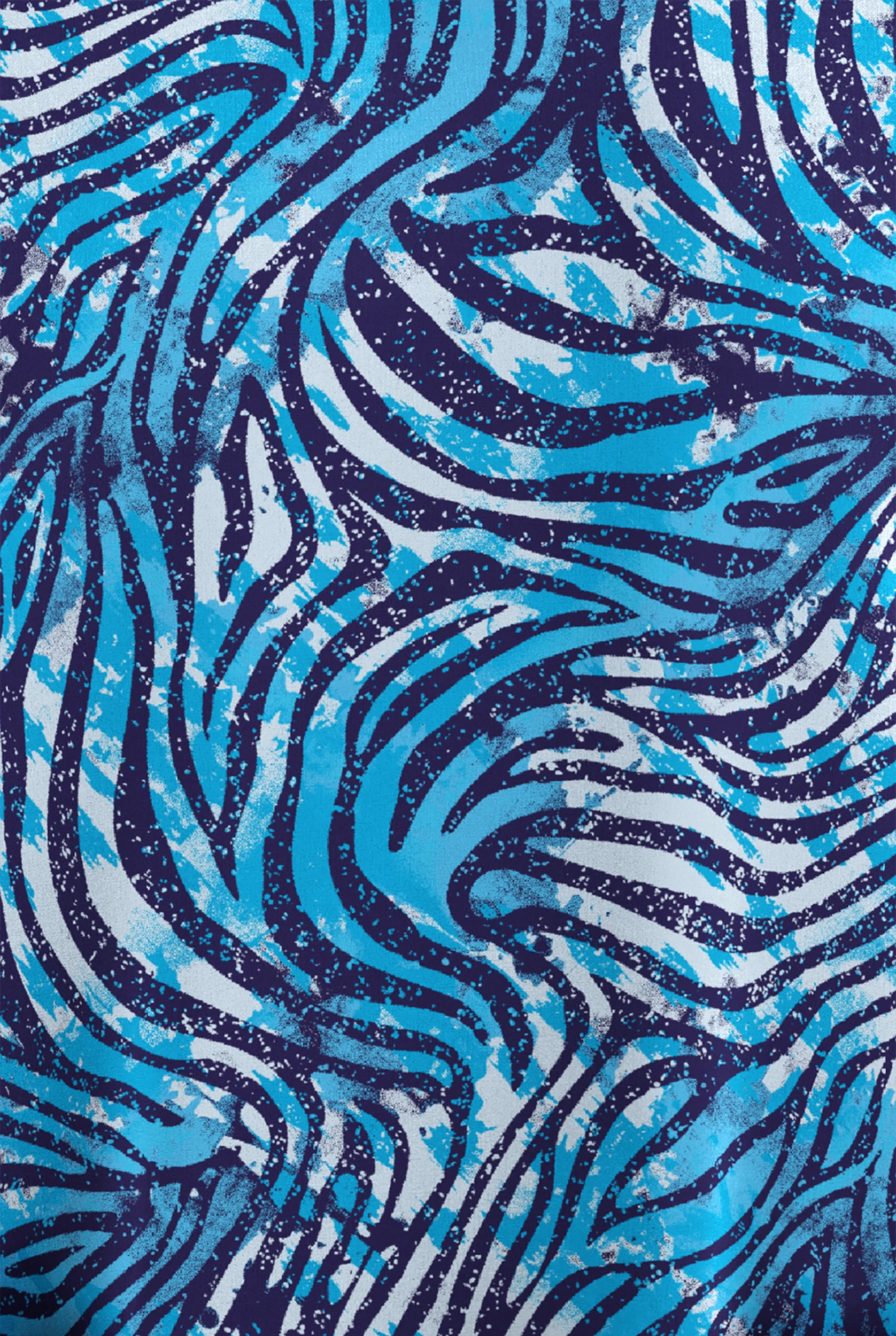 Butter-Soft Originals Abstract Zebra Turquoise Women's 6-Pocket Scallop Neck Print Scrub Top