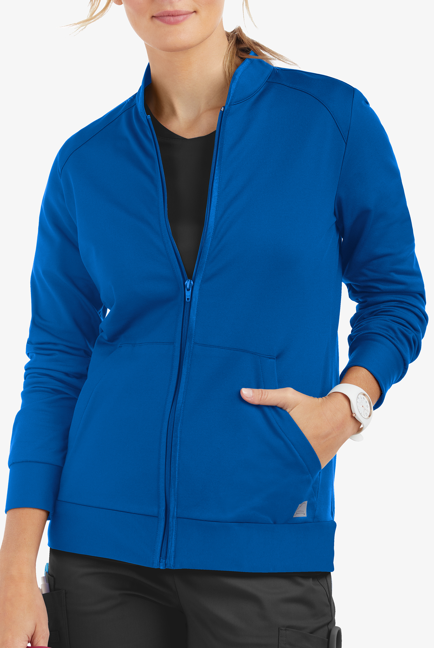 Butter-Soft STRETCH Women's 2-Pocket Technical Knit Zip Front Scrub Jacket