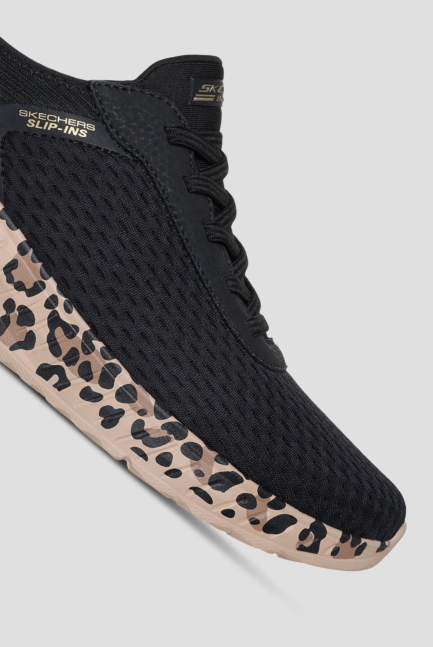 Skechers Bobs Sport Women's Slip Ins Bungee Knit Leopard Sneaker