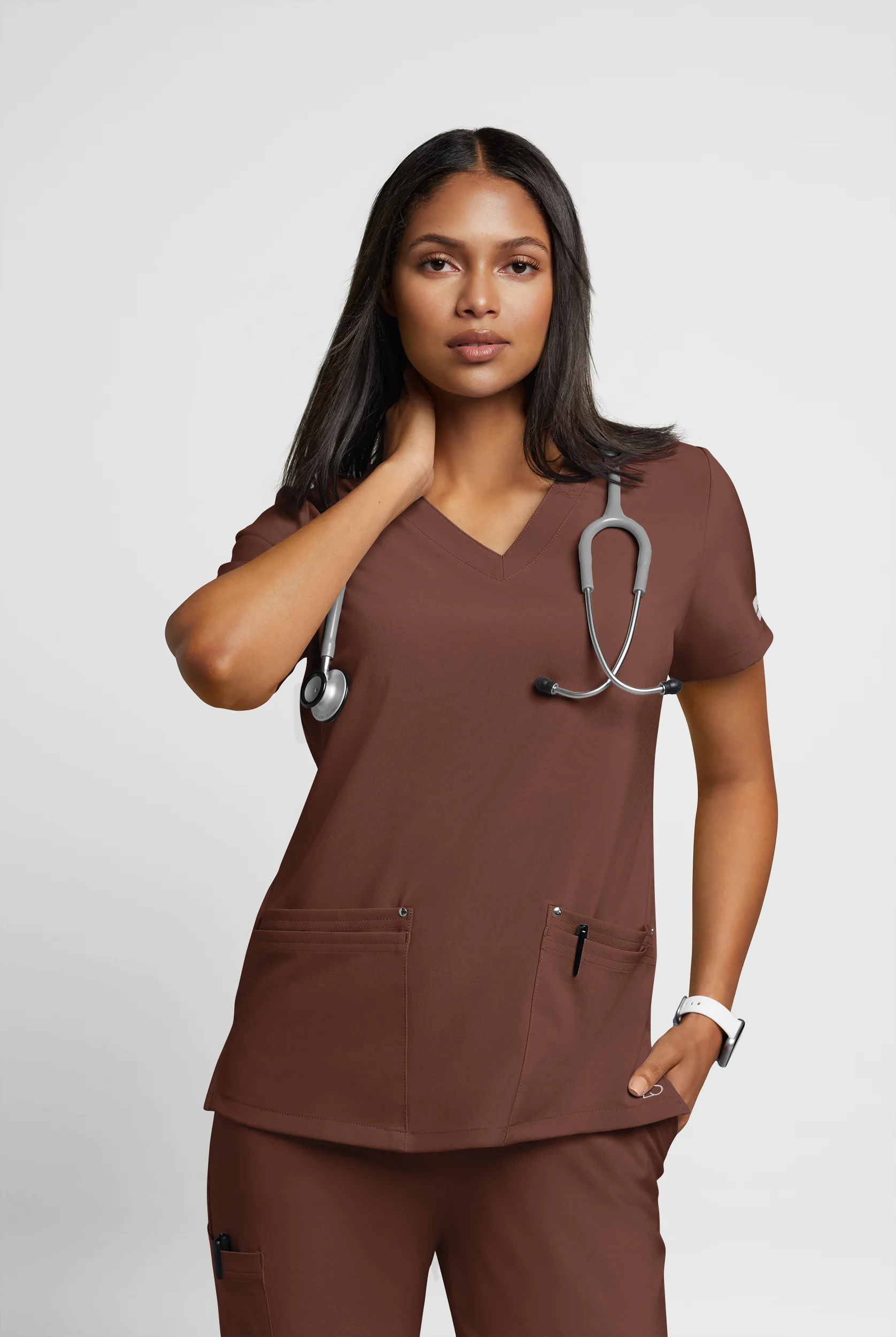 Easy STRETCH Lina Mitered Women's 4-Pocket V-Neck Scrub Top