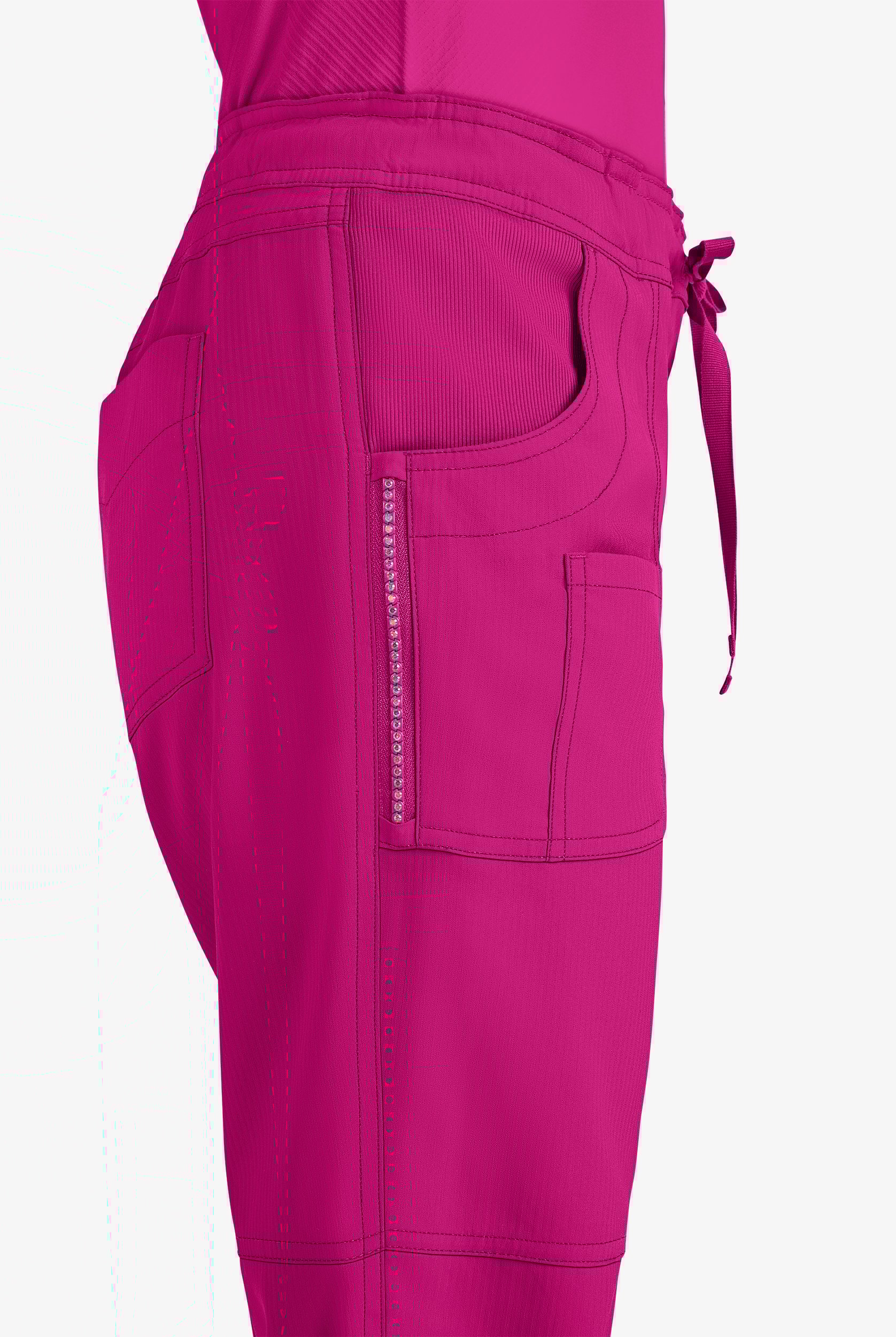 koi Lite™ Limited Edition Peace Women's 6-Pocket Rhinestone Detail Drawstring Cargo Scrub Pants