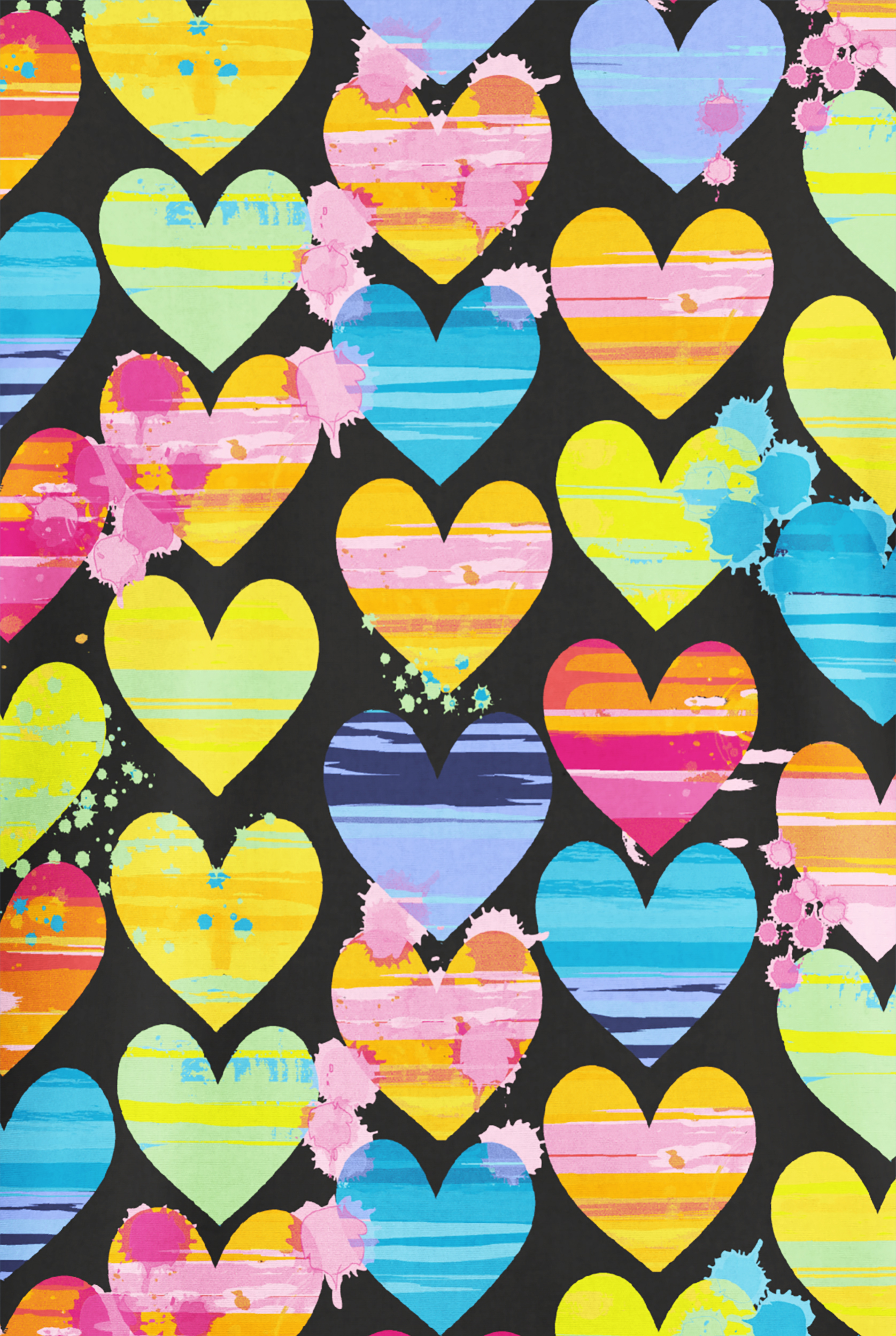 Butter-Soft Originals Painted Hearts Navy Women's 2-Pocket Classic Fit V-Neck Print Scrub Top