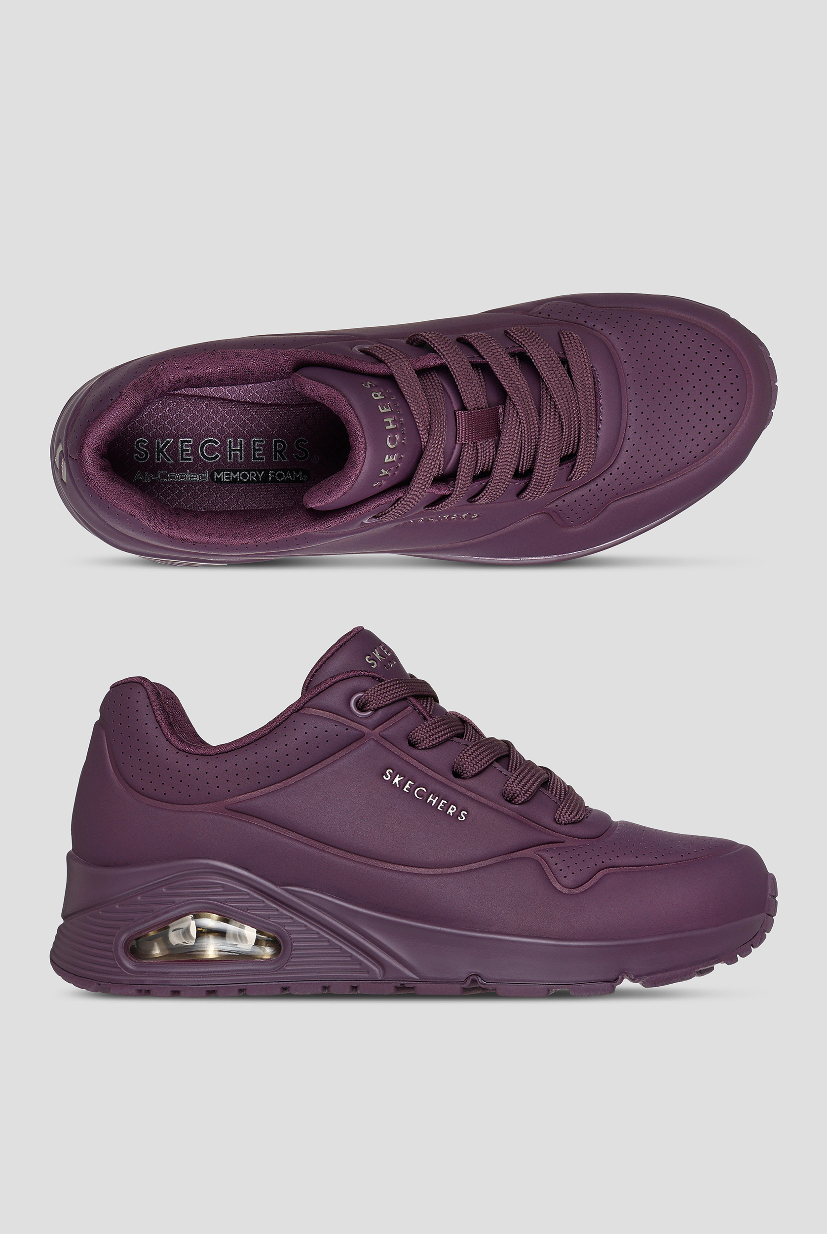 Skechers Street Burgundy Dura Leather Uno Athletic Lace Up Shoes