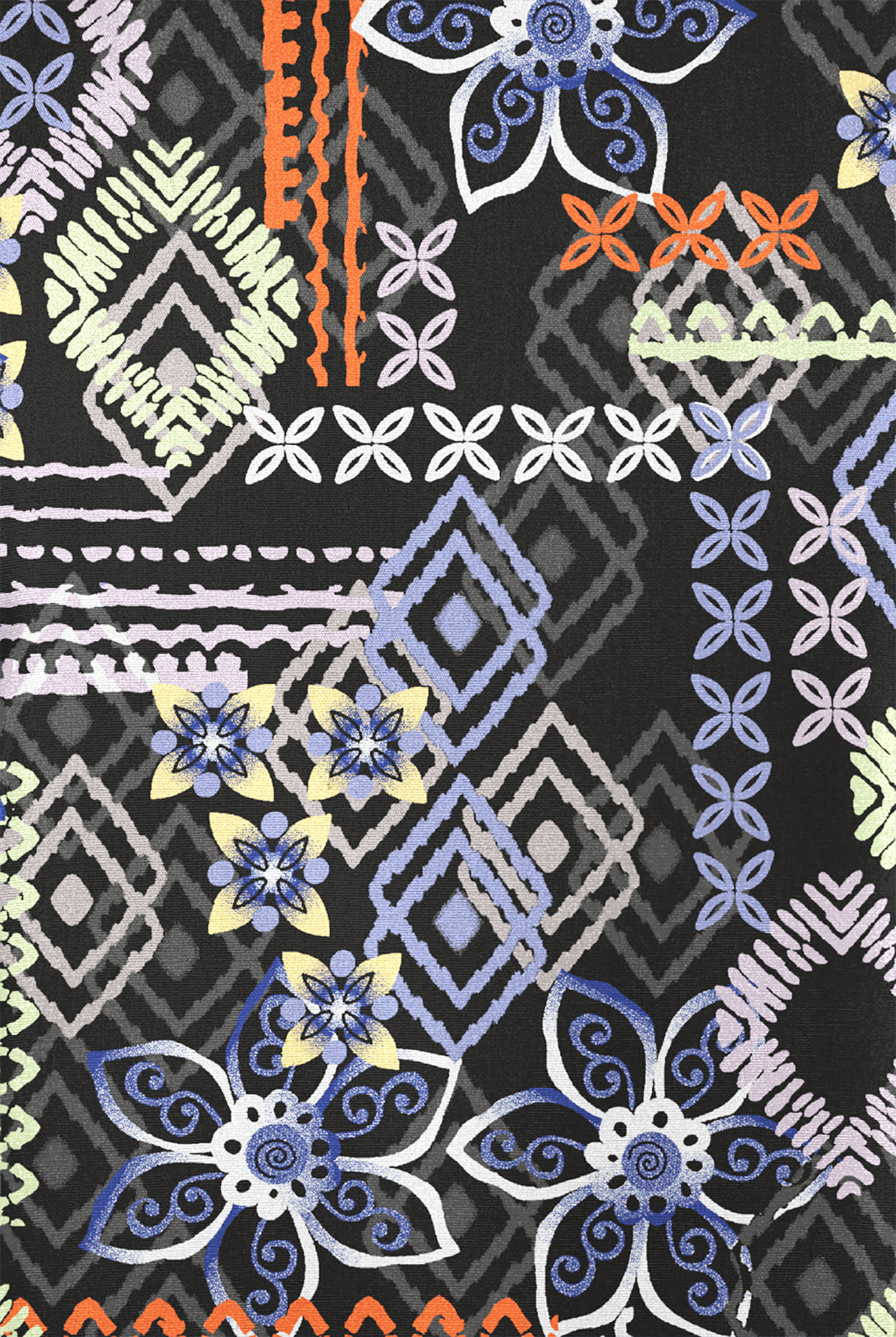 Butter-Soft Originals Floral Batik Women's 3-Pocket Raglan Sleeve Mock Wrap Print Scrub Top