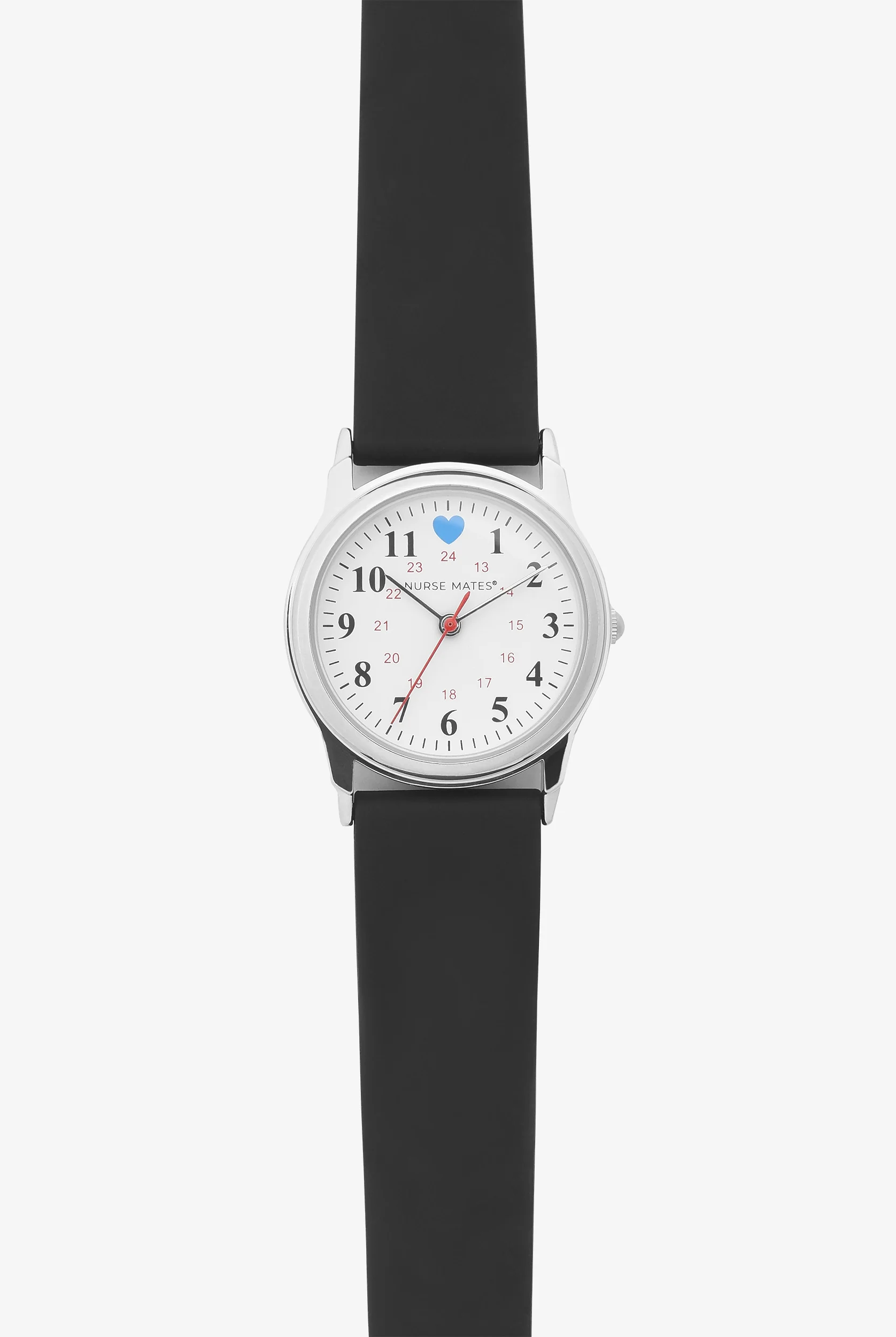 Nurse Mates  Blue Heart Black Unisex Silicone Strap Watch
